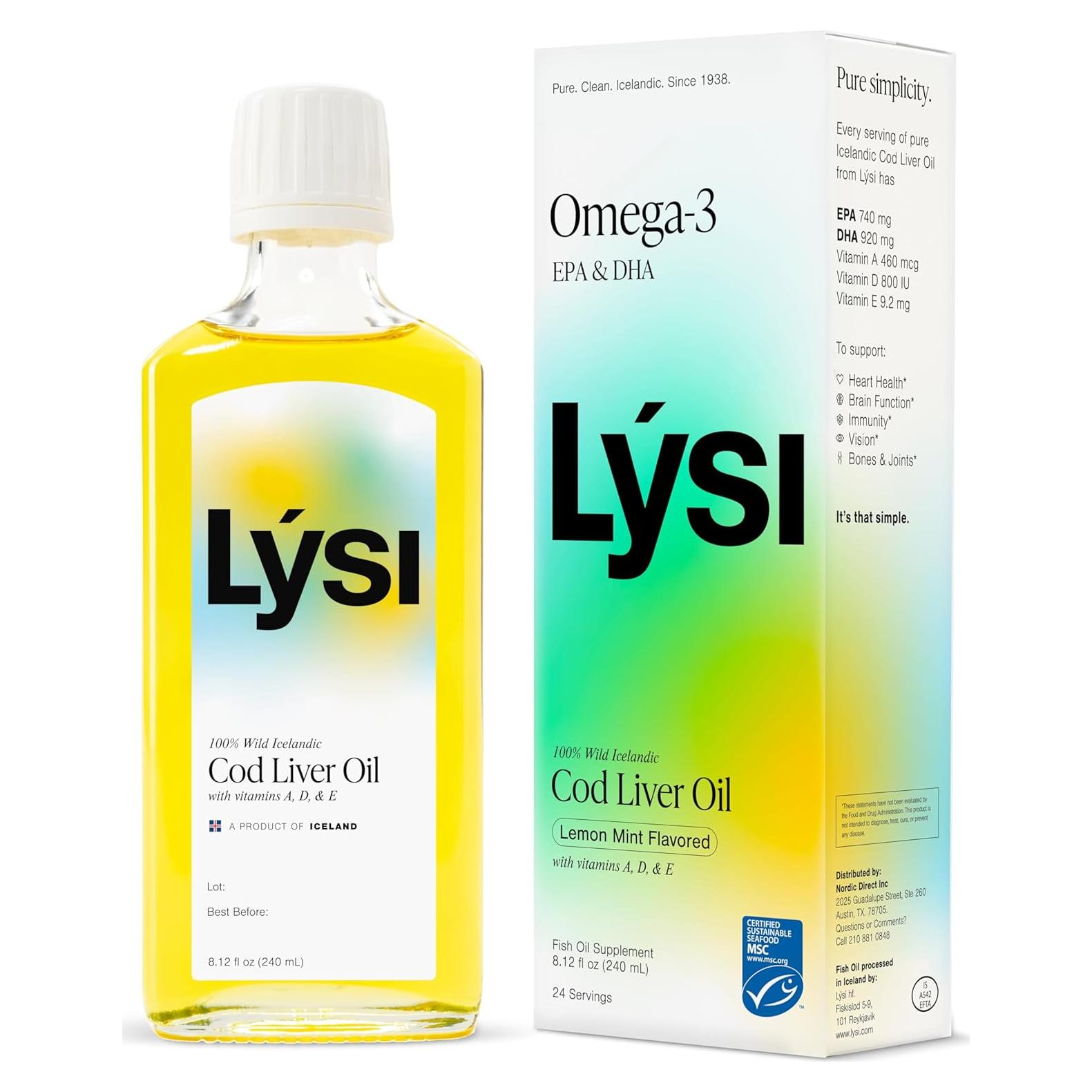 Aceite de Hígado de Bacalao LYSI 240ml Omega-3 Menta y Limón