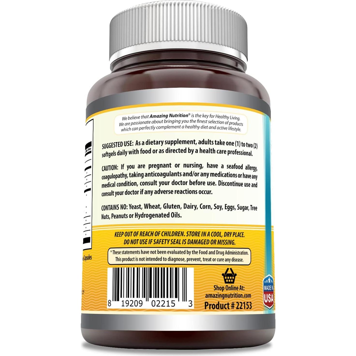 Aceite de Hígado de Bacalao Noruego Amazing Omega 1000 Mg - 120 Cápsulas Blandas