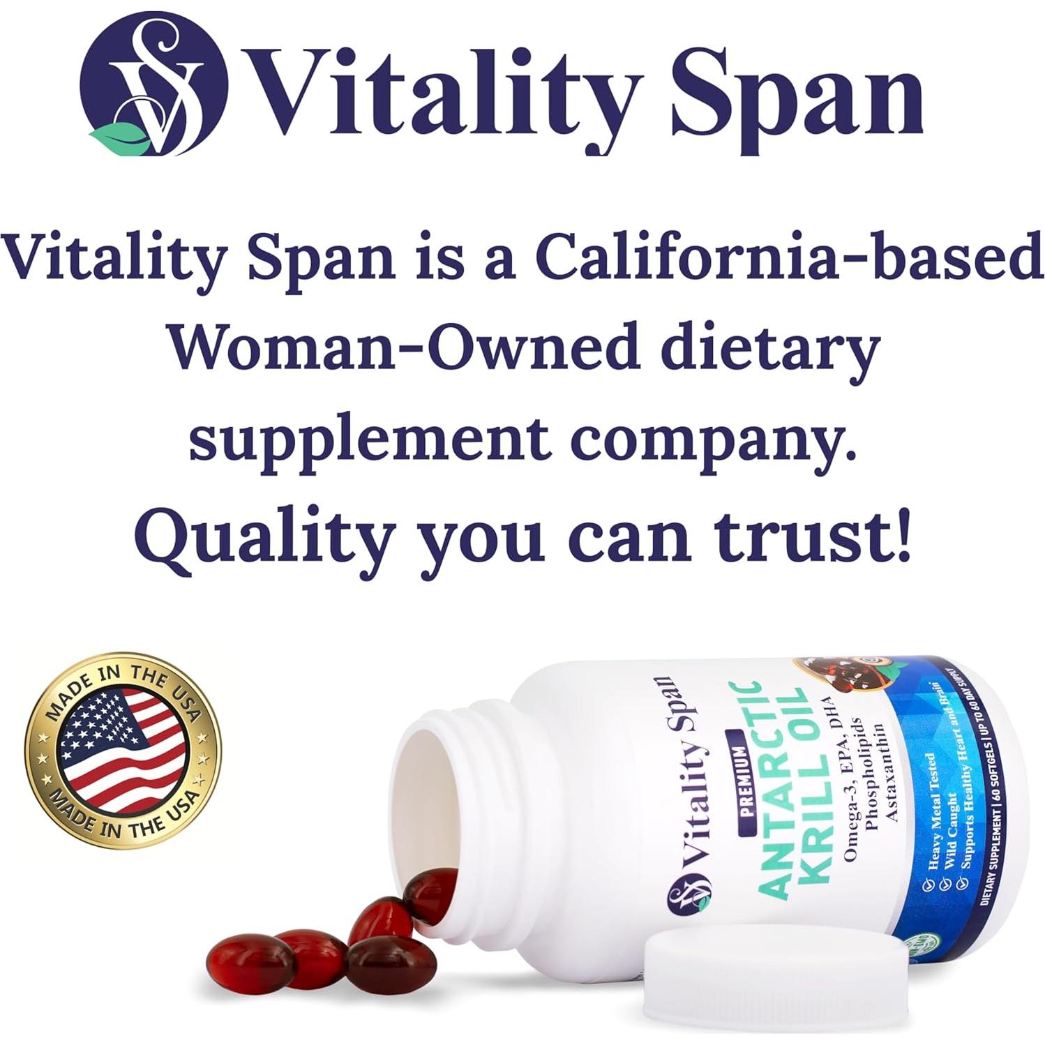 Aceite de Kril Antártico Vitality Span 500mg - Omega 3 DHA EPA