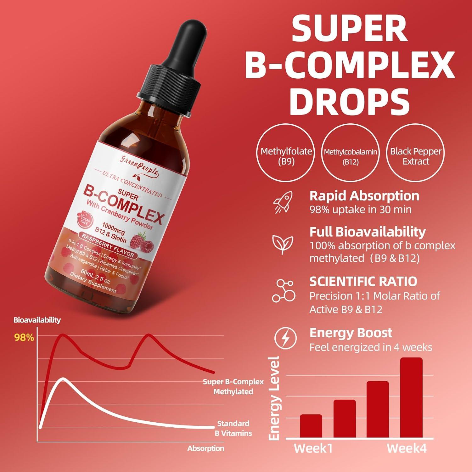 Gotas Líquidas Super B-Complex GREENPEOPLE 2x60ml Frambuesa