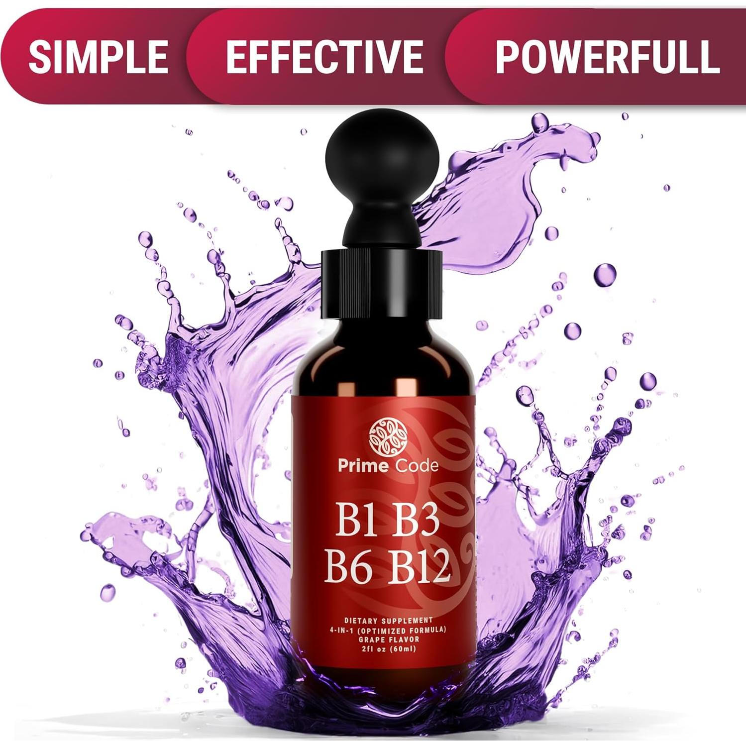 Gotas de Vitamina B1 Líquida Prime Code 60ml | Complejo B Vegano