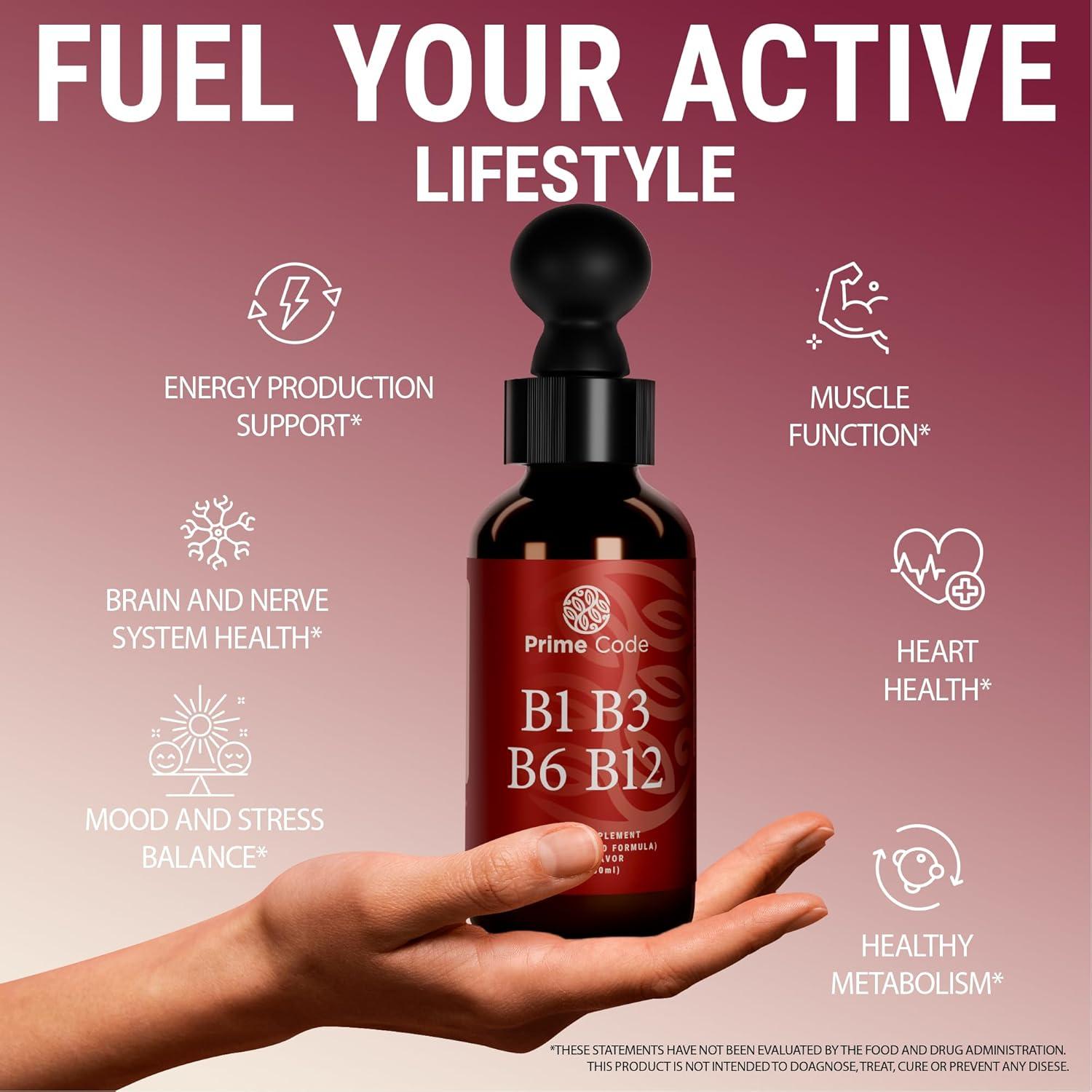 Gotas de Vitamina B1 Líquida Prime Code 60ml | Complejo B Vegano