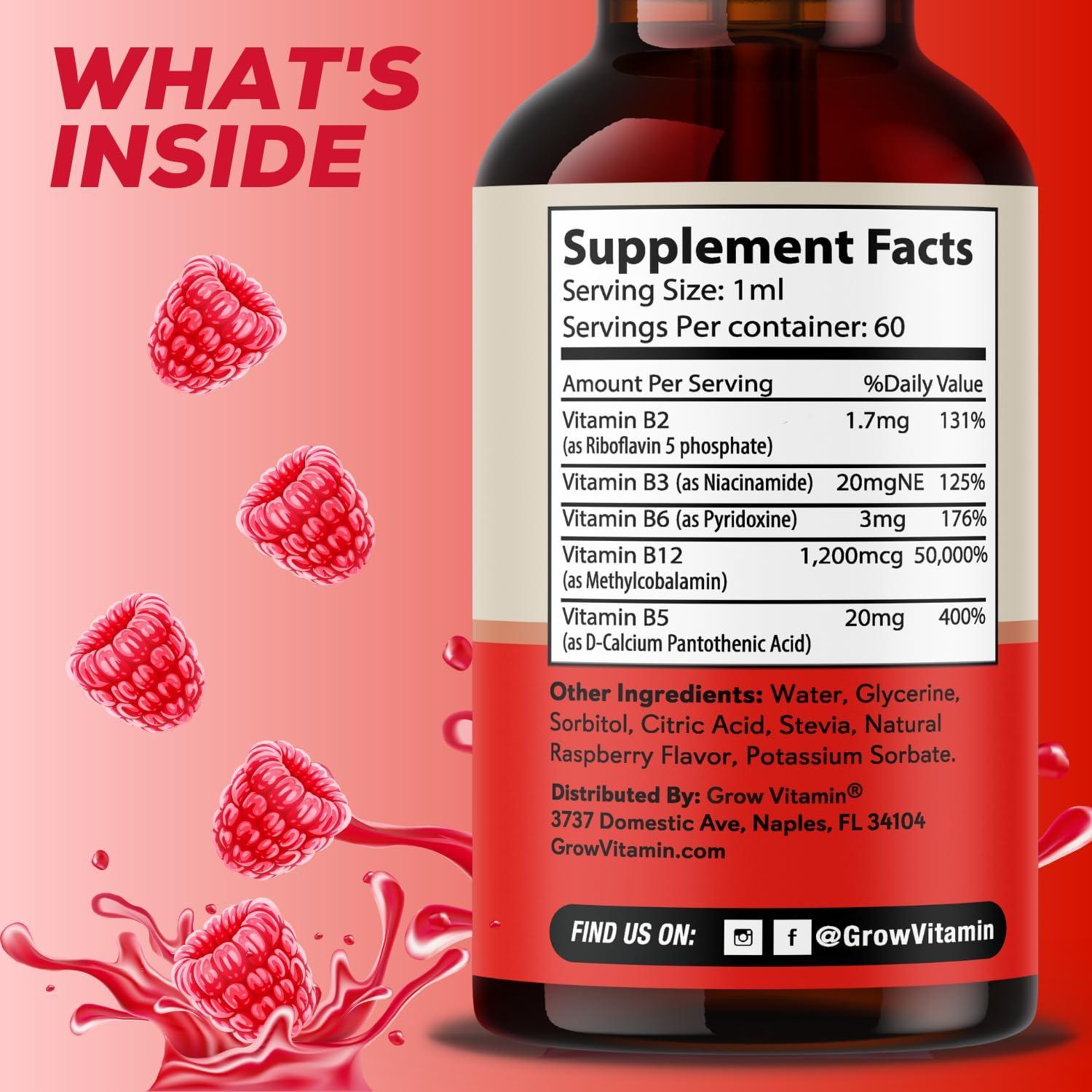 Suplemento Líquido Vegano B12 Grow Vitamin 138g - Energía y Salud