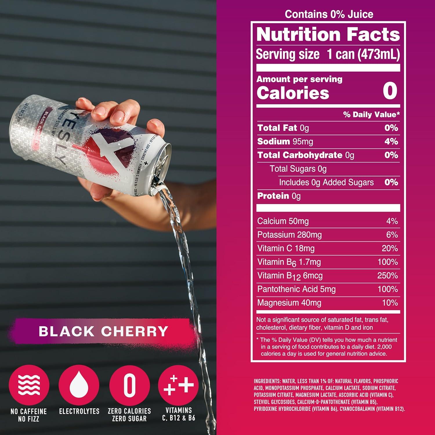 Agua Funcional Yesly Cereza Negra 12 Latas 473ml Sin Azúcar