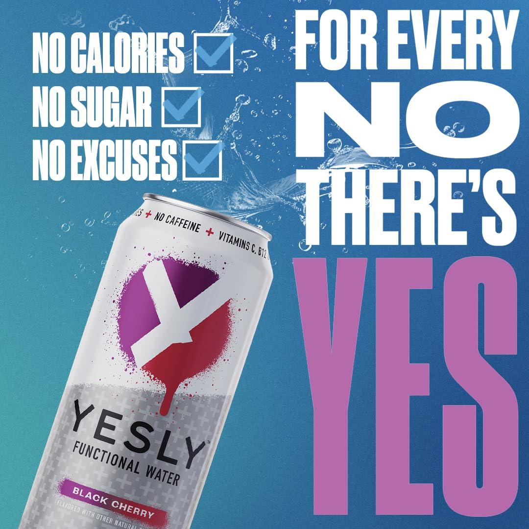 Agua Funcional Yesly Cereza Negra 12 Latas 473ml Sin Azúcar