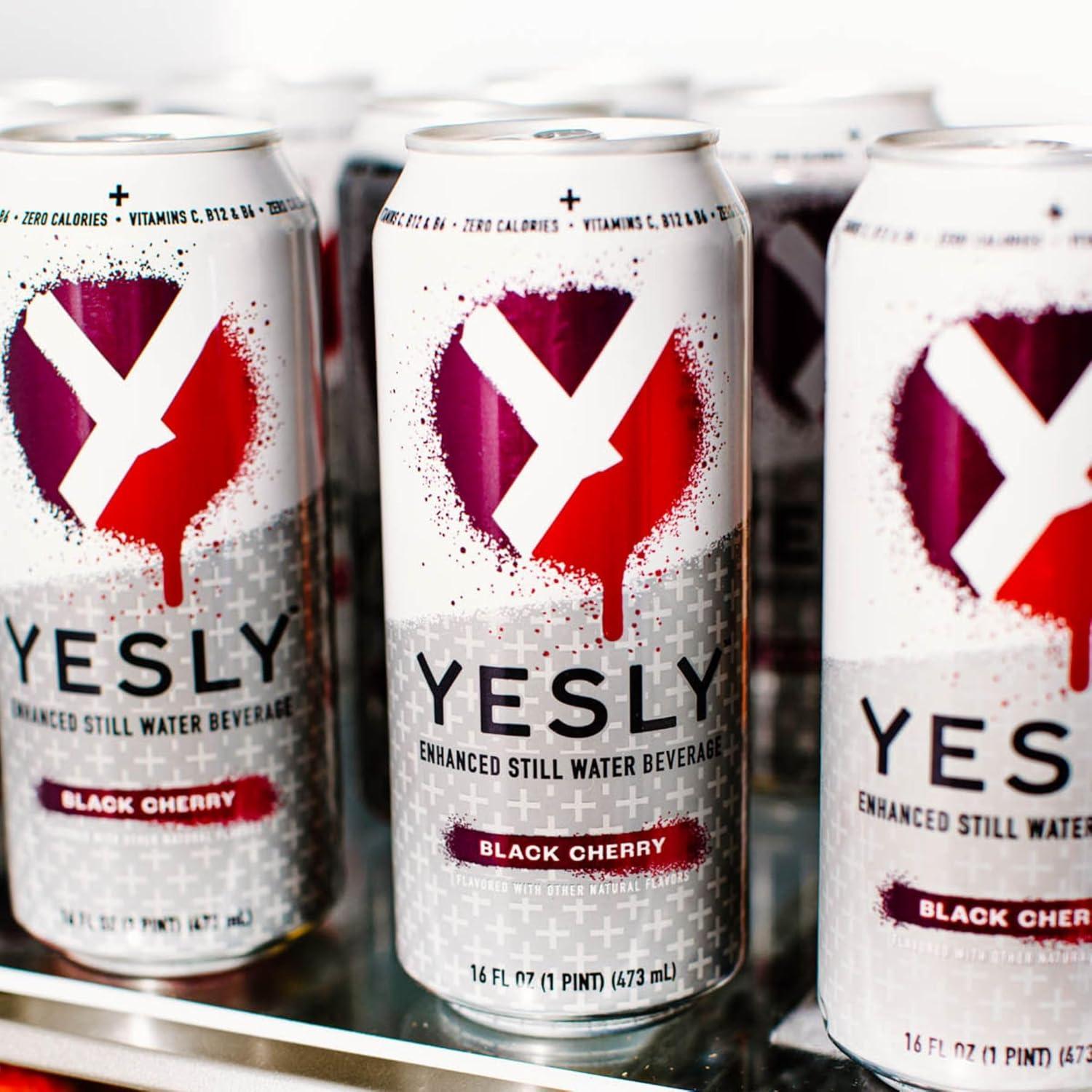 Agua Funcional Yesly Cereza Negra 12 Latas 473ml Sin Azúcar