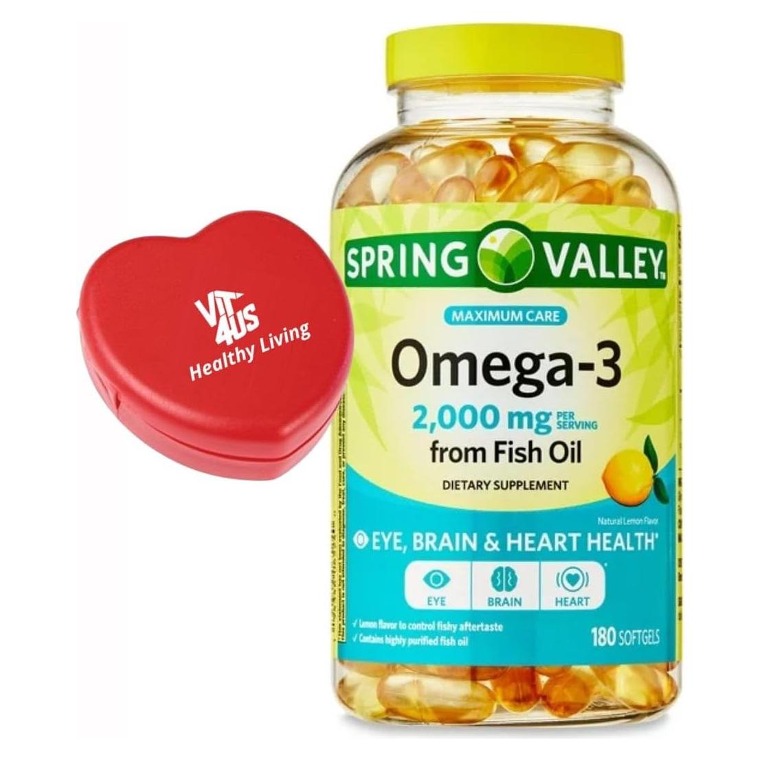 Suplemento Omega-3 Spring Valley 2000 mg 180 cápsulas blandas