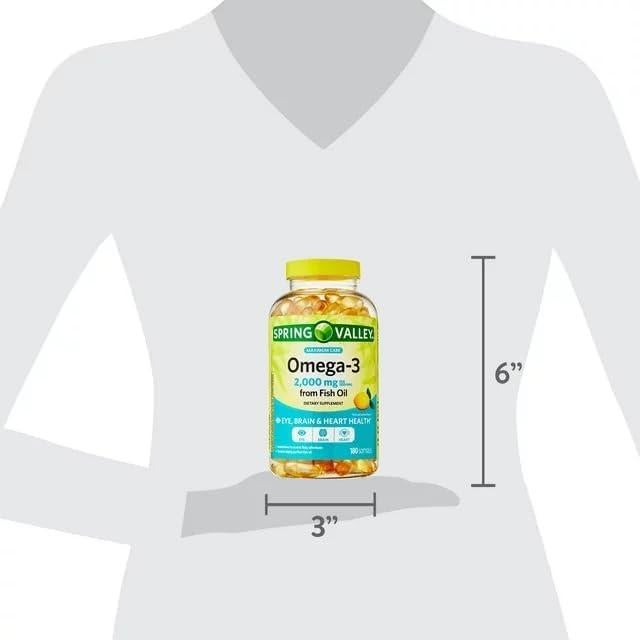 Suplemento Omega-3 Spring Valley 2000 mg 180 cápsulas blandas