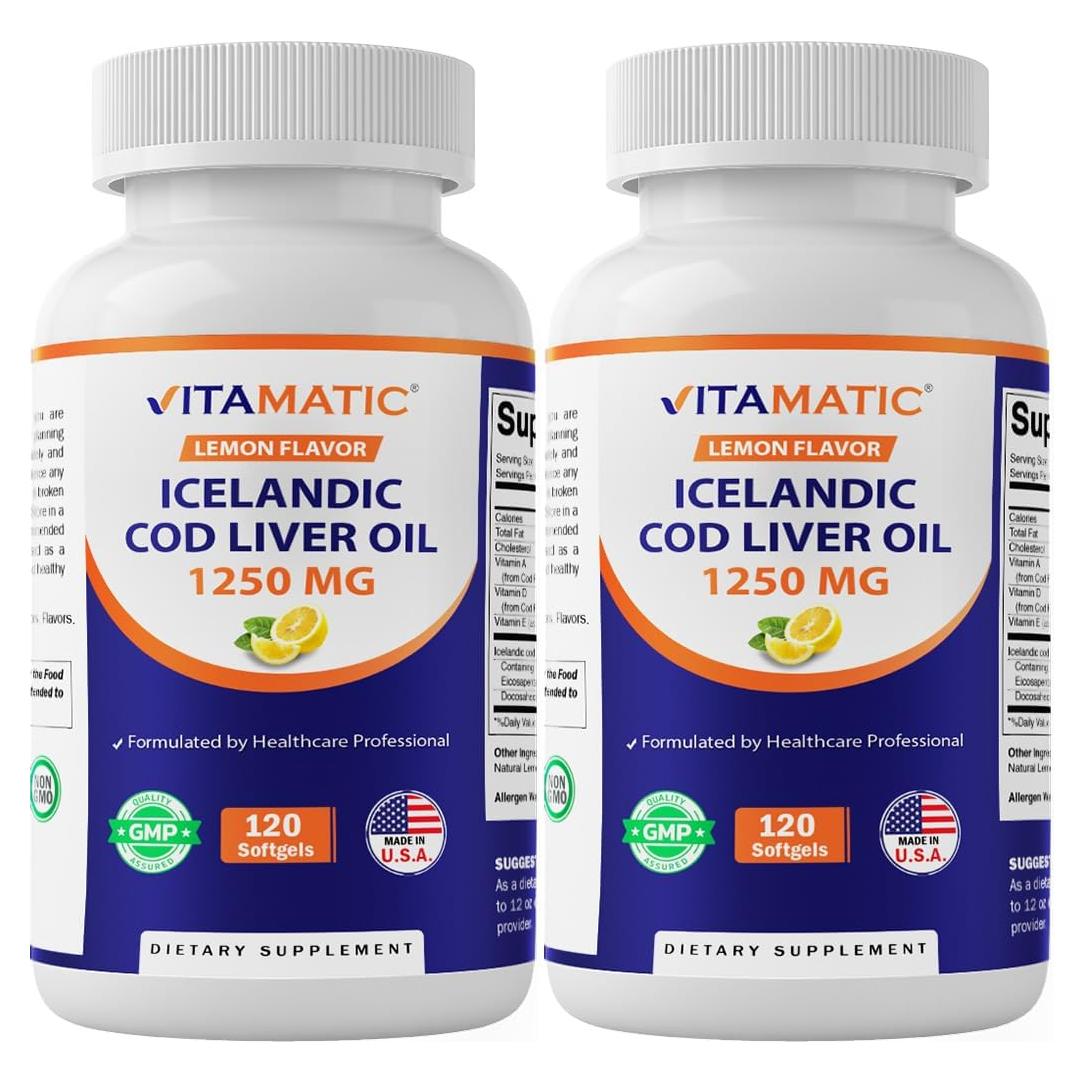 Cápsulas de Aceite de Hígado de Bacalao Vitamatic 1250mg 120 Gelatinas