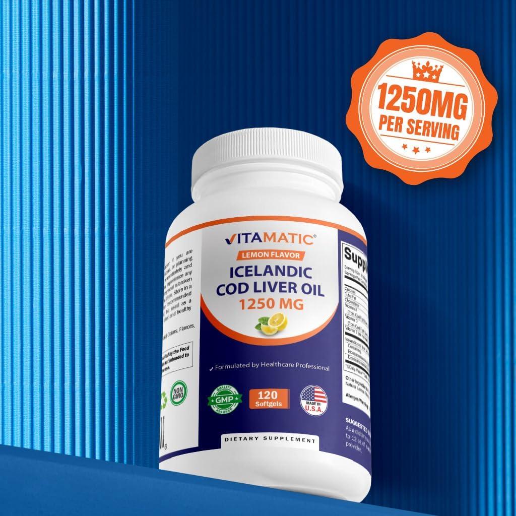 Cápsulas de Aceite de Hígado de Bacalao Vitamatic 1250mg 120 Gelatinas