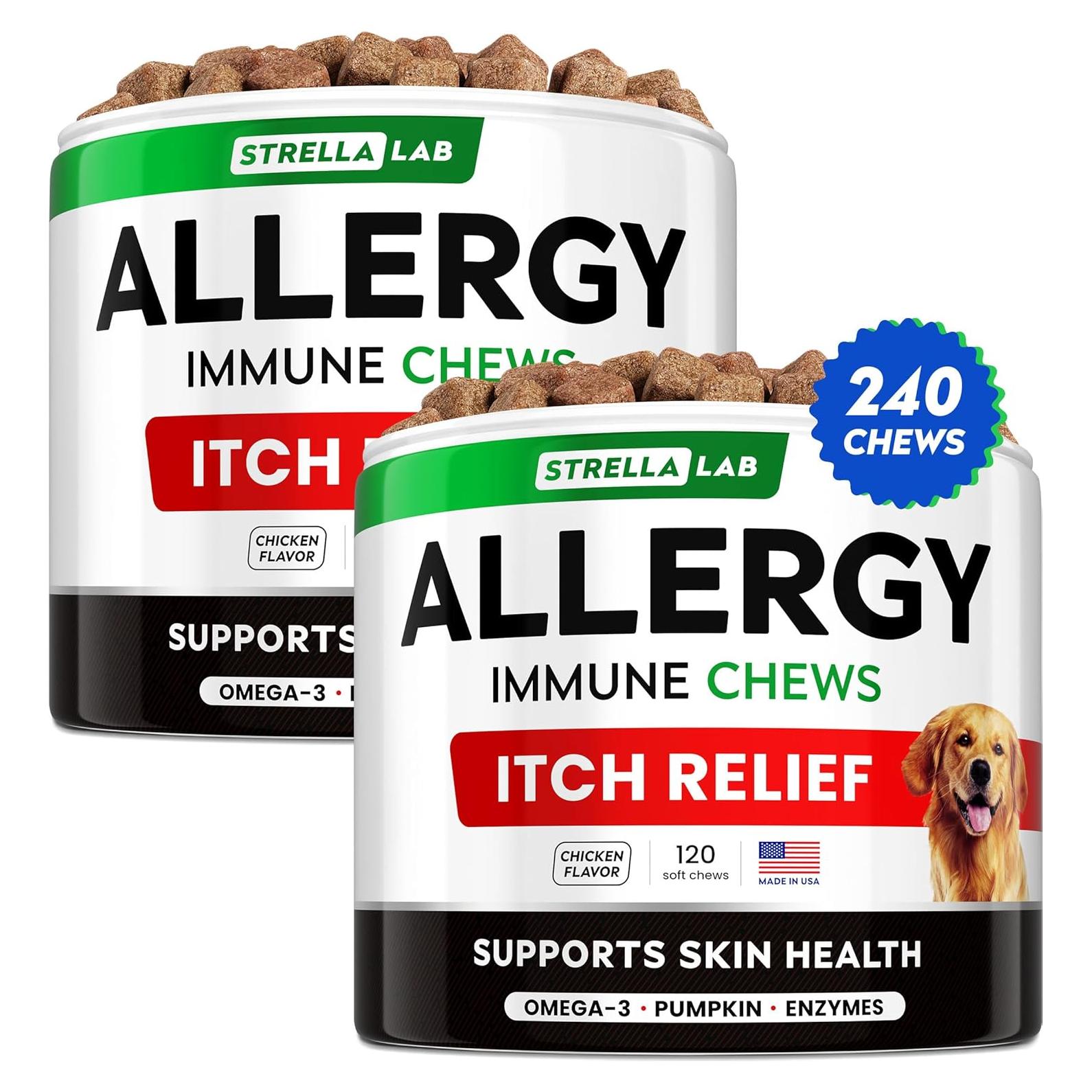 Masticables para Alergias en Perros StrellaLab 240 Ct - Omega 3