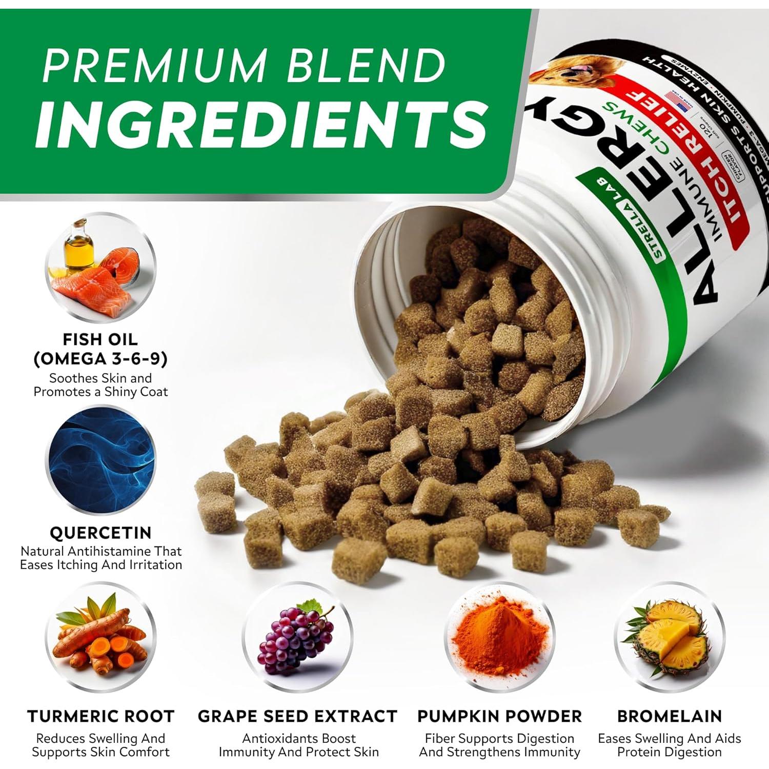 Masticables para Alergias en Perros StrellaLab 240 Ct - Omega 3