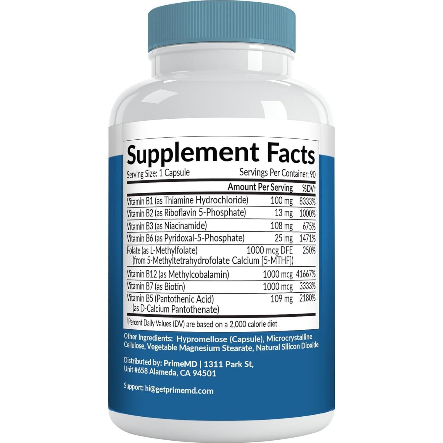 Complejo B Metilado PrimeMD 1000 mcg - 90 Cápsulas Energía y Bienestar