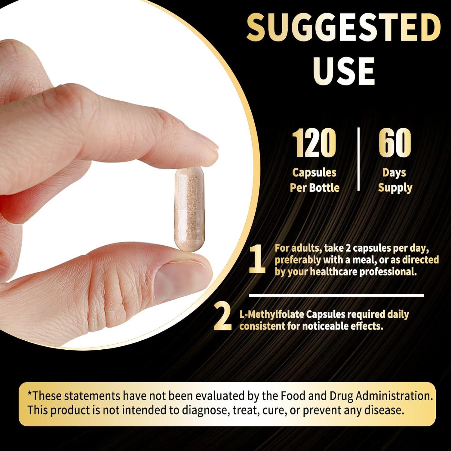 L Metilfolato 15mg + Metil B12 - Suplemento Vegano 120 Cápsulas