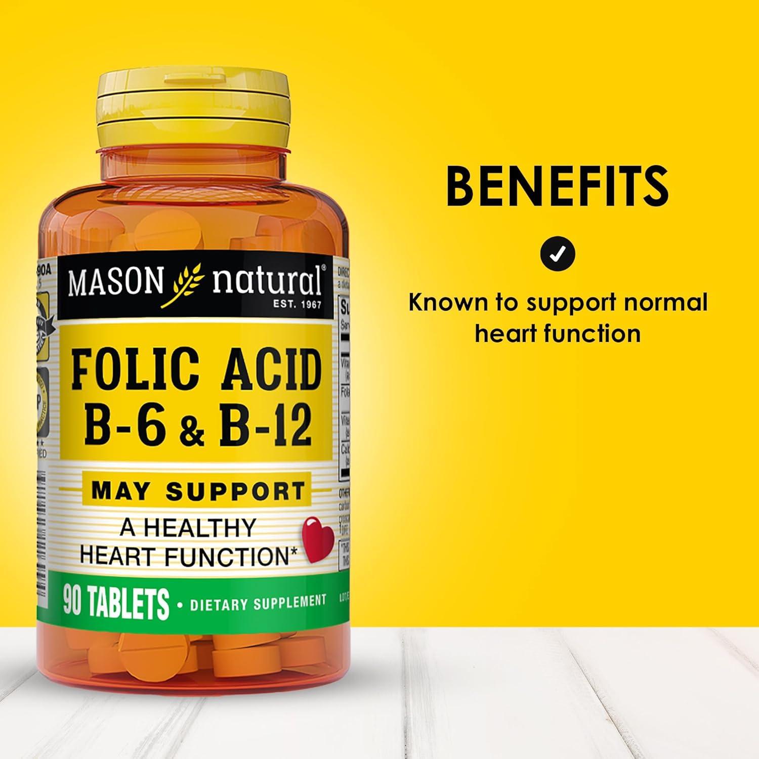 Ácido Fólico Mason Natural con B6 y B12 - 90 Tabletas