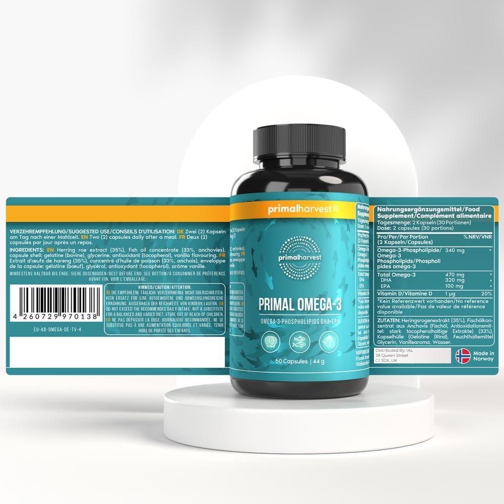 Suplemento Omega 3 Primal Harvest 60 Cápsulas 1000mg EPA DHA