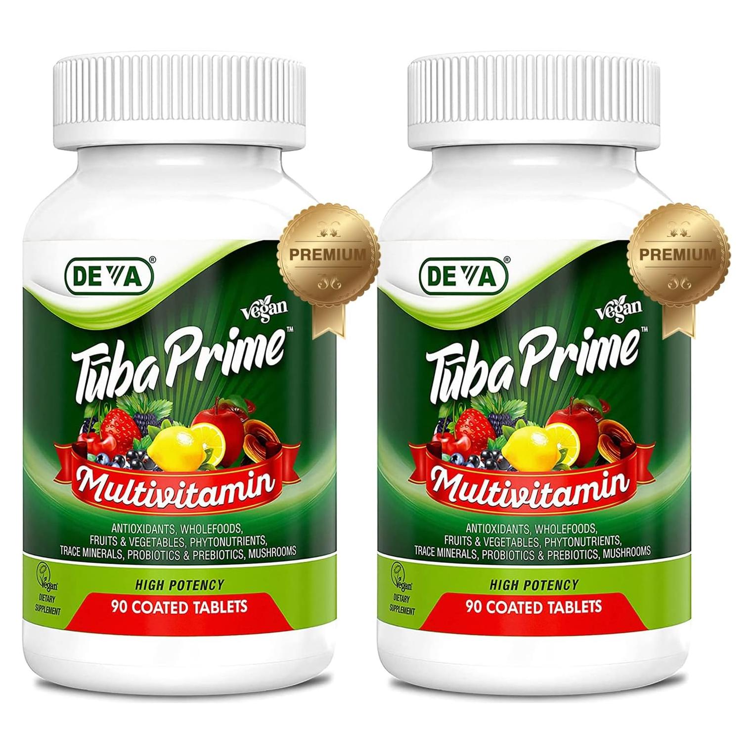 Multivitamina Vegana Deva Tuba Prime 90 Tabletas - Alta Potencia