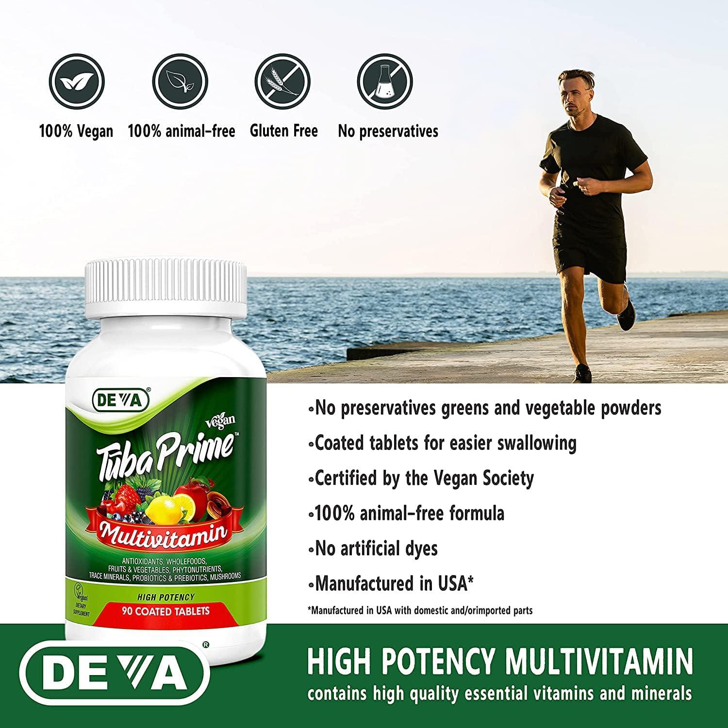 Multivitamina Vegana Deva Tuba Prime 90 Tabletas - Alta Potencia