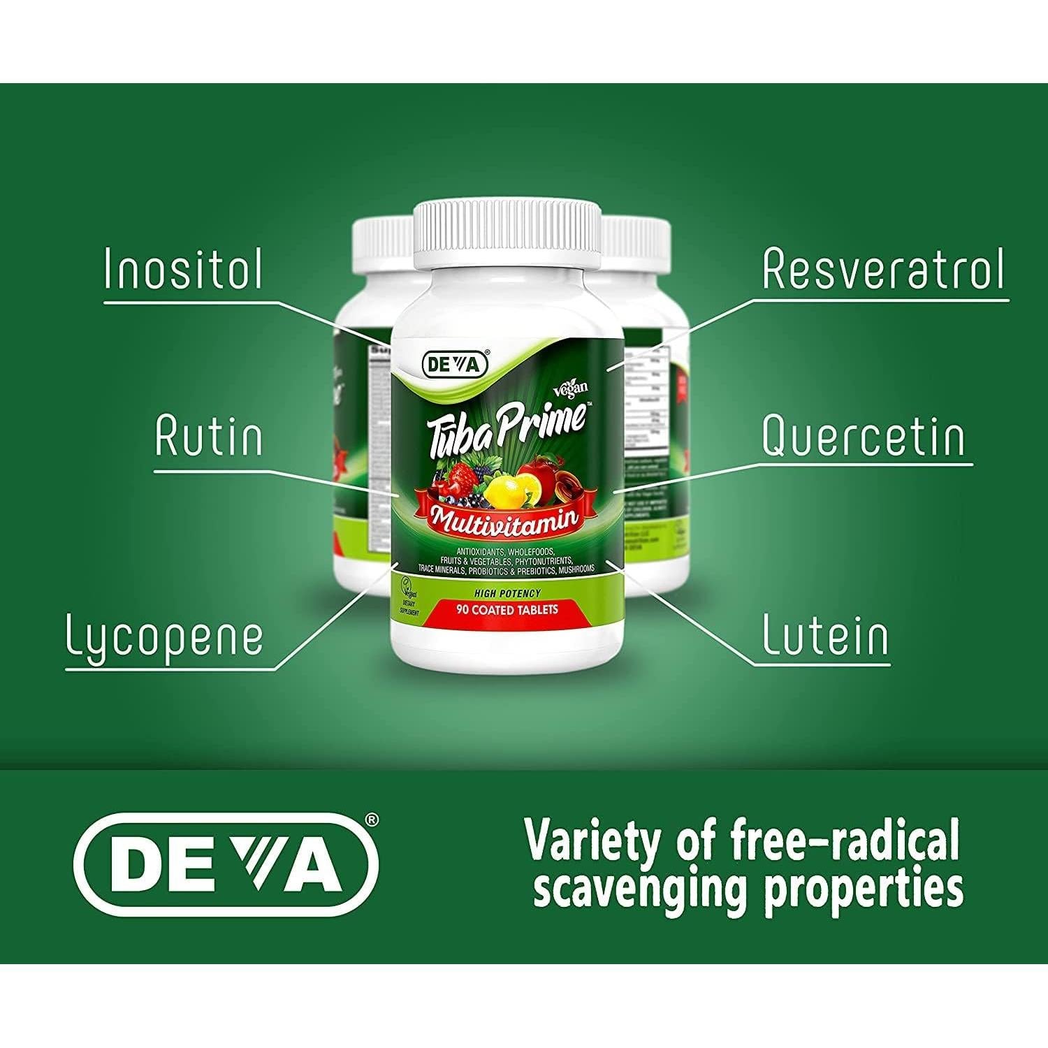 Multivitamina Vegana Deva Tuba Prime 90 Tabletas - Alta Potencia