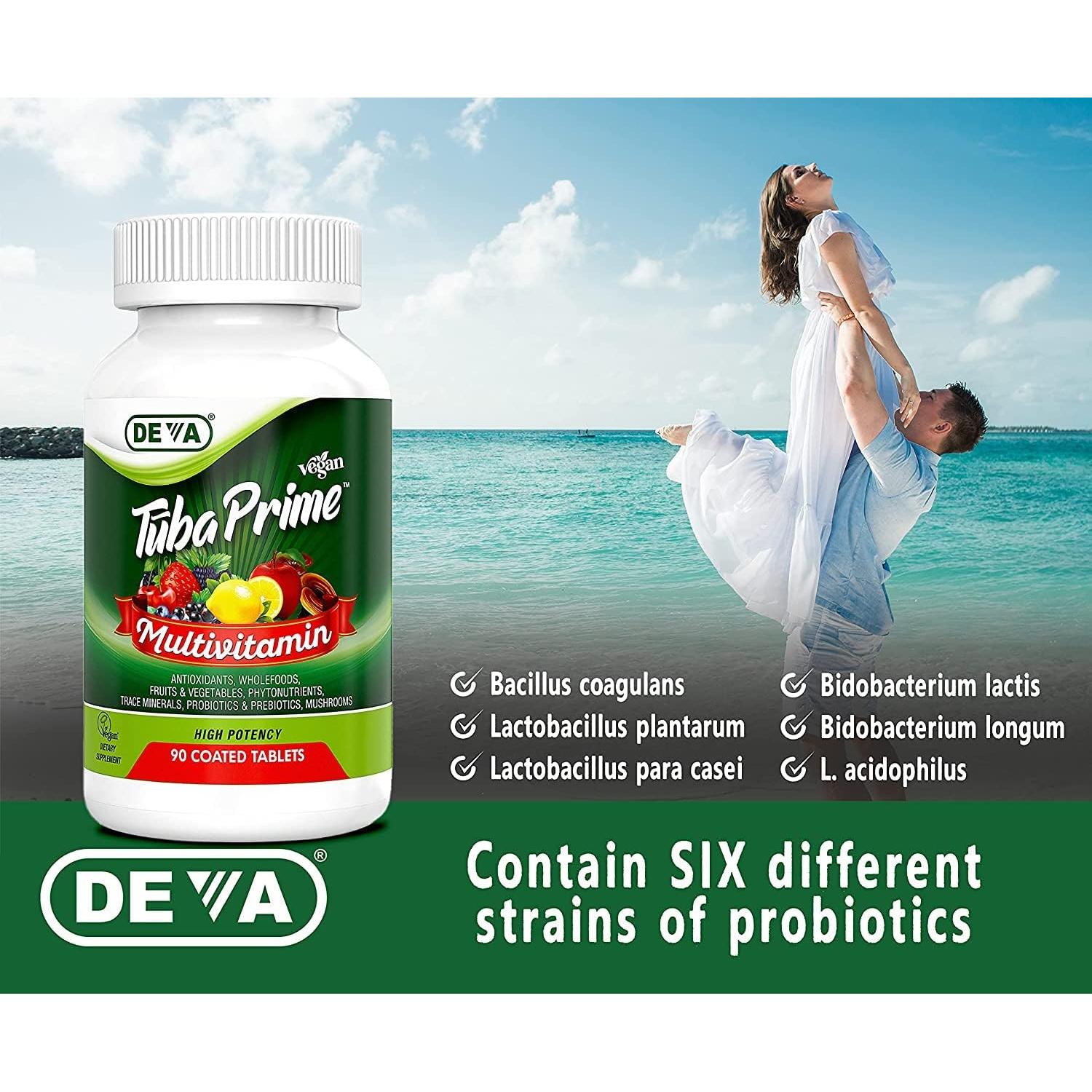 Multivitamina Vegana Deva Tuba Prime 90 Tabletas - Alta Potencia