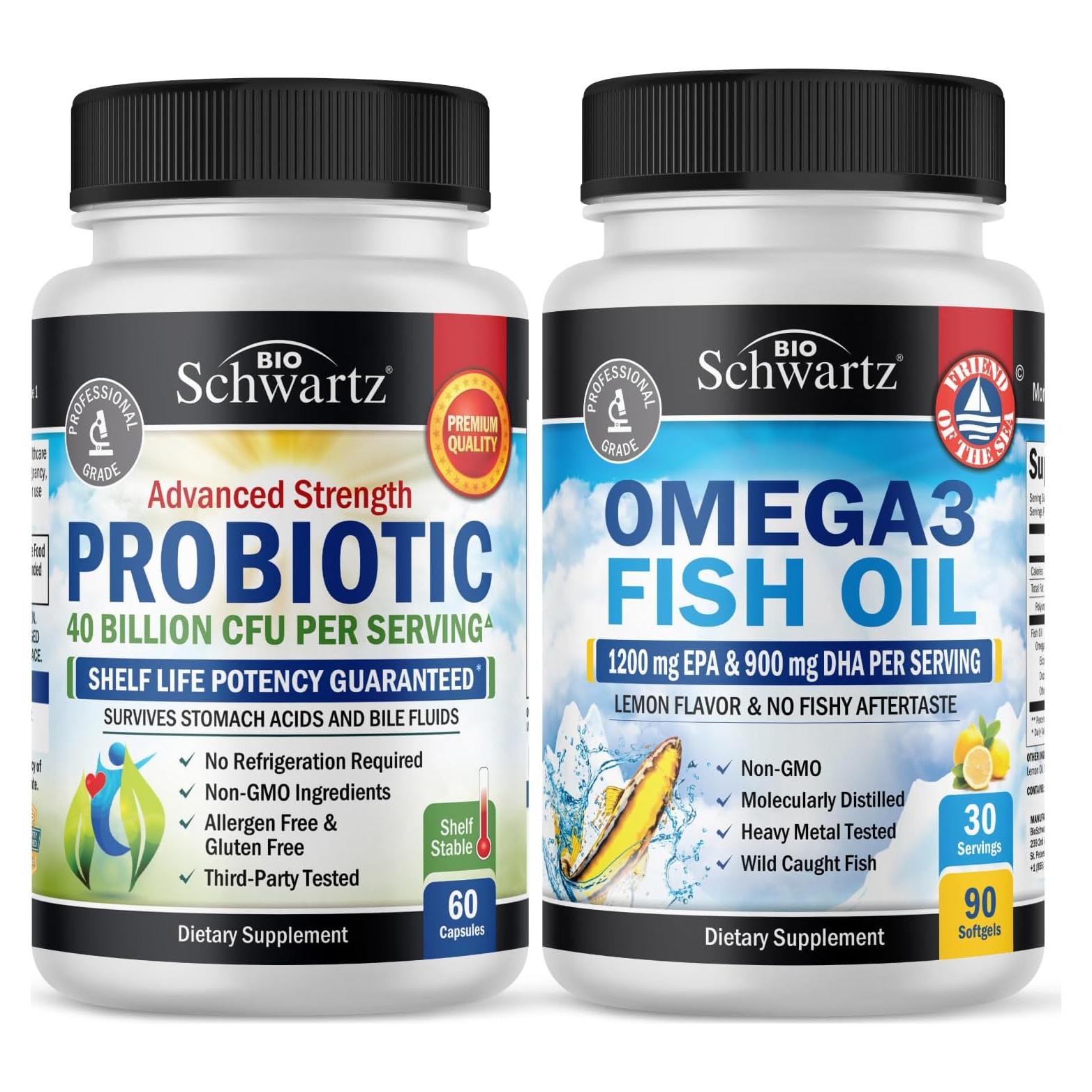 Suplemento Omega 3 BioSchwartz 1200mg + Probiotico 40 Mil UFC