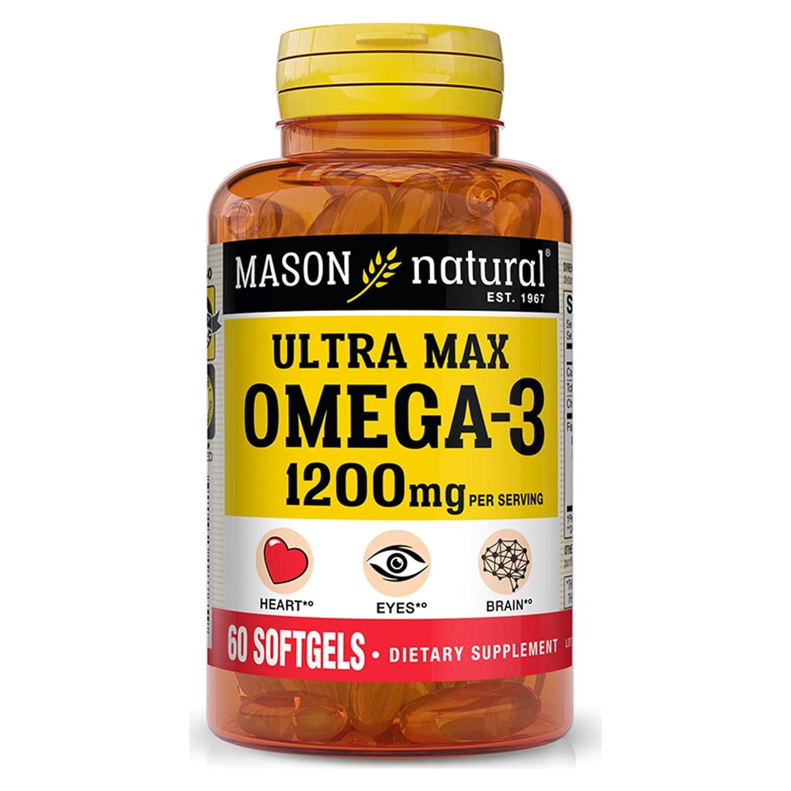 Suplemento Omega 3 Mason Natural 1200 mg 60 Gelatinas Blandas