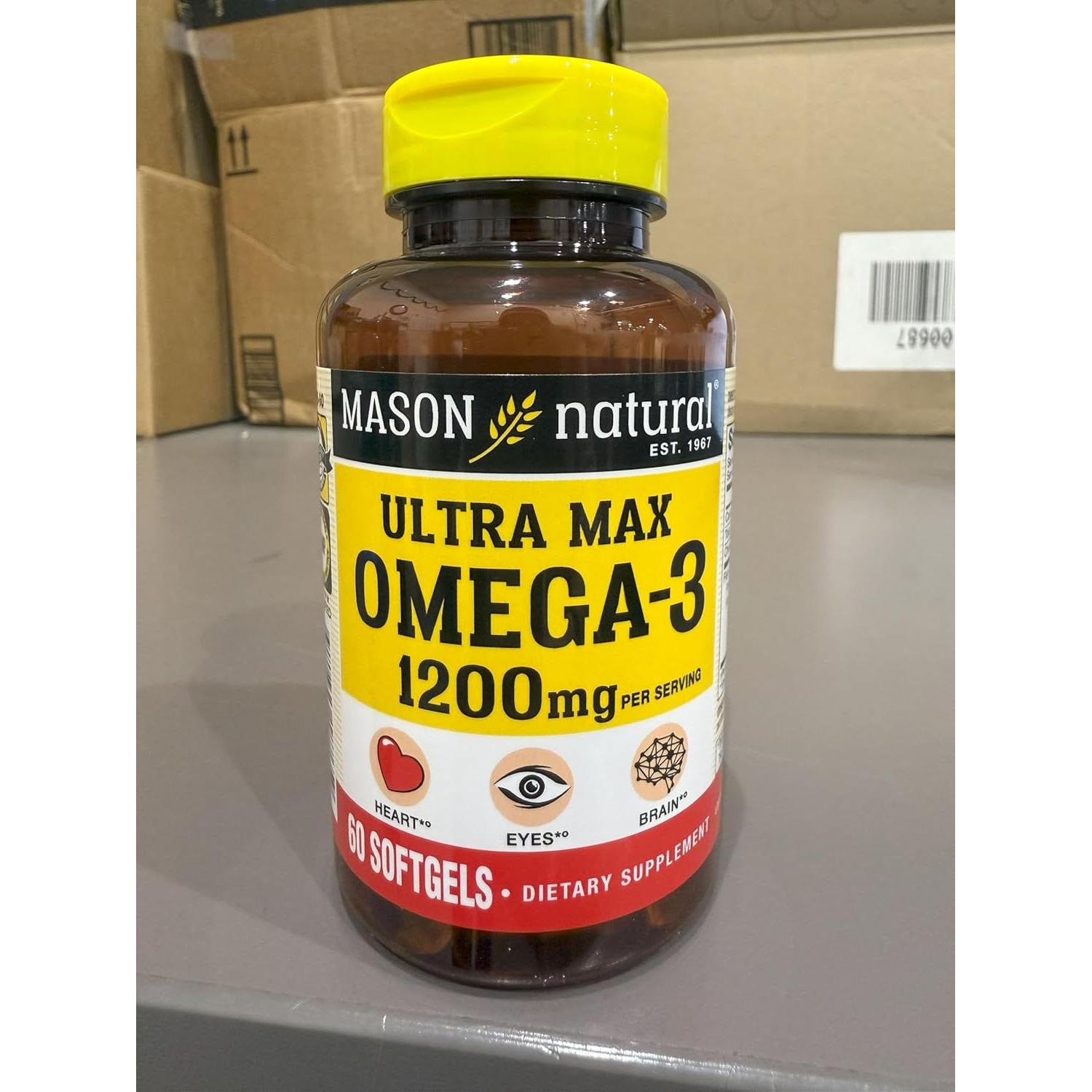 Suplemento Omega 3 Mason Natural 1200 mg 60 Gelatinas Blandas