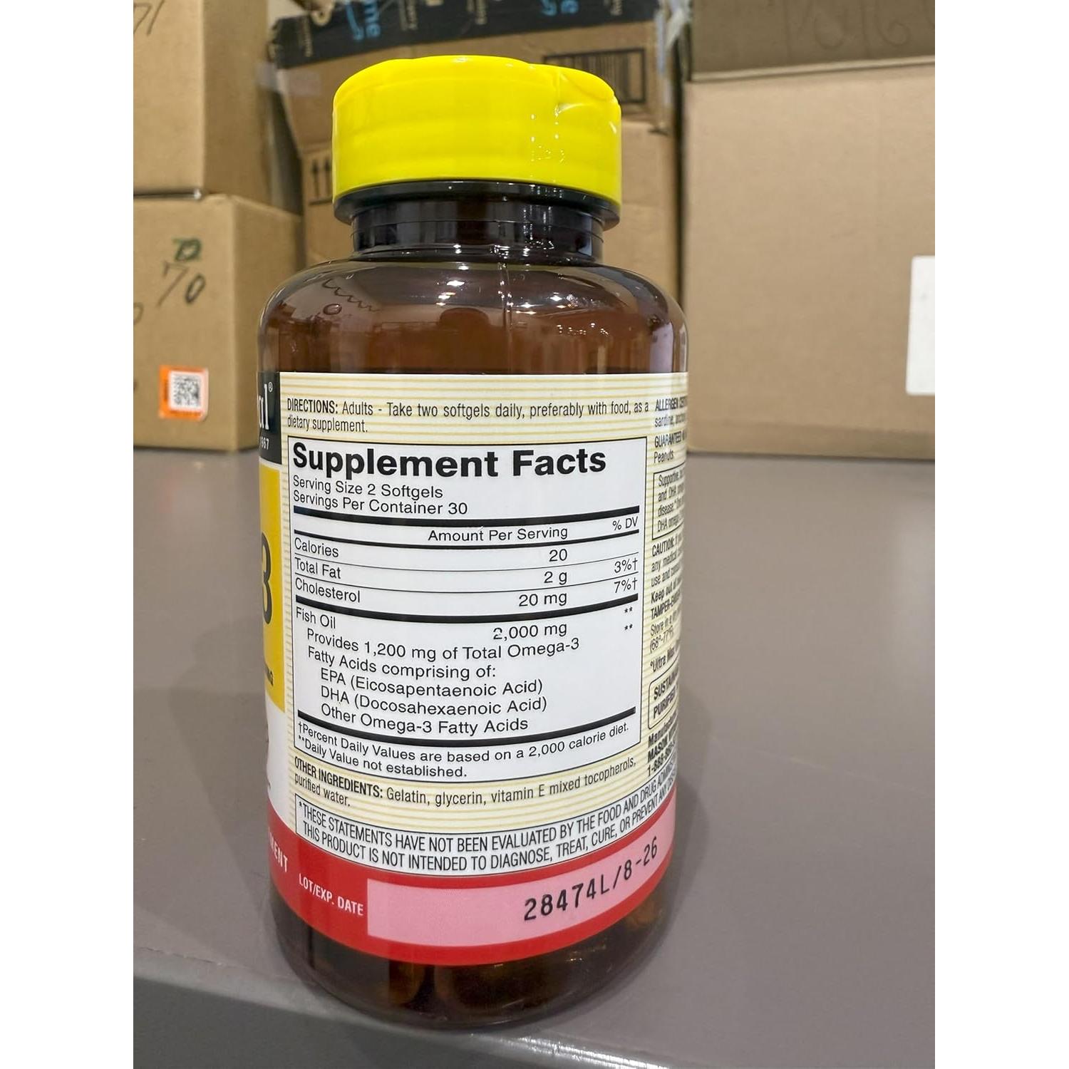 Suplemento Omega 3 Mason Natural 1200 mg 60 Gelatinas Blandas