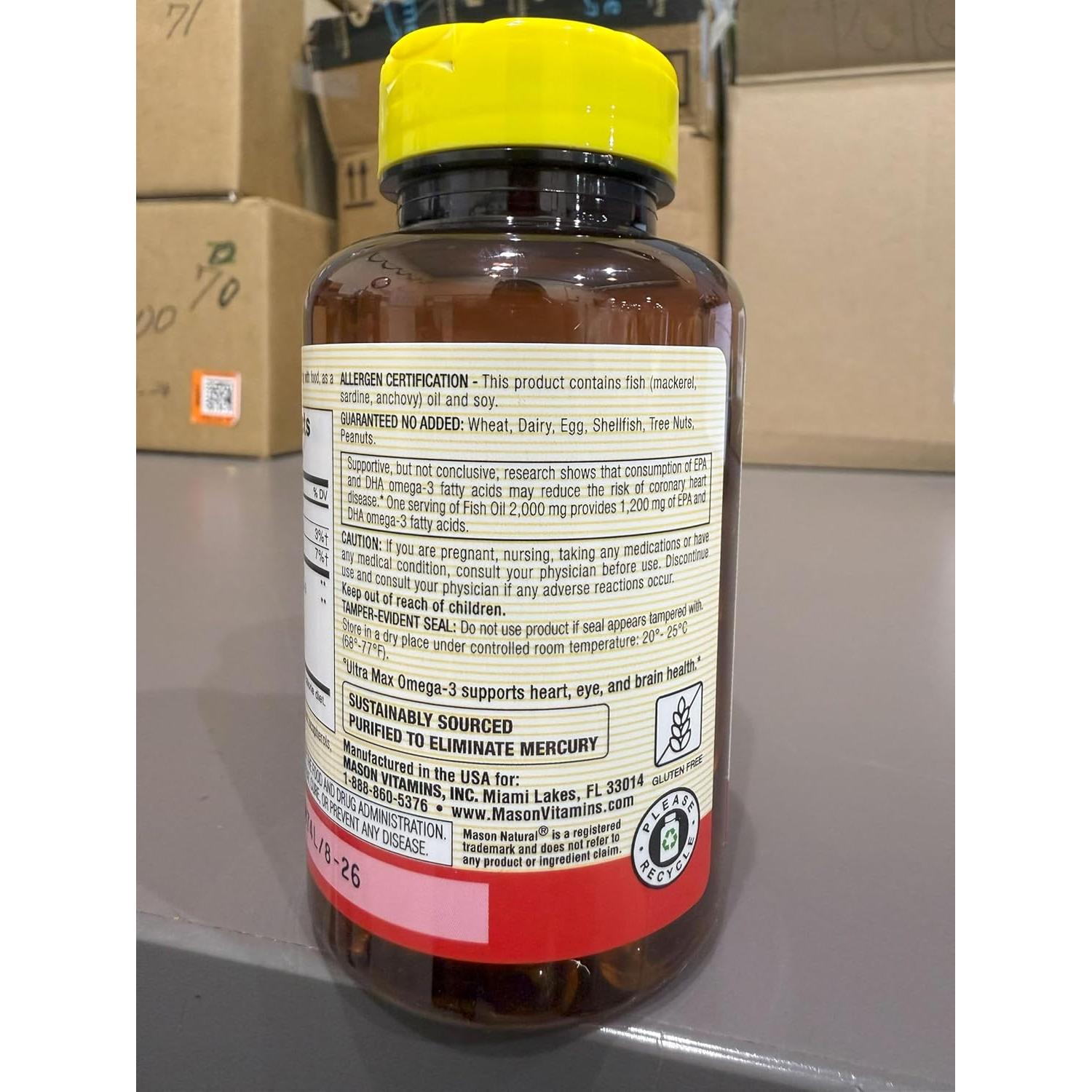 Suplemento Omega 3 Mason Natural 1200 mg 60 Gelatinas Blandas