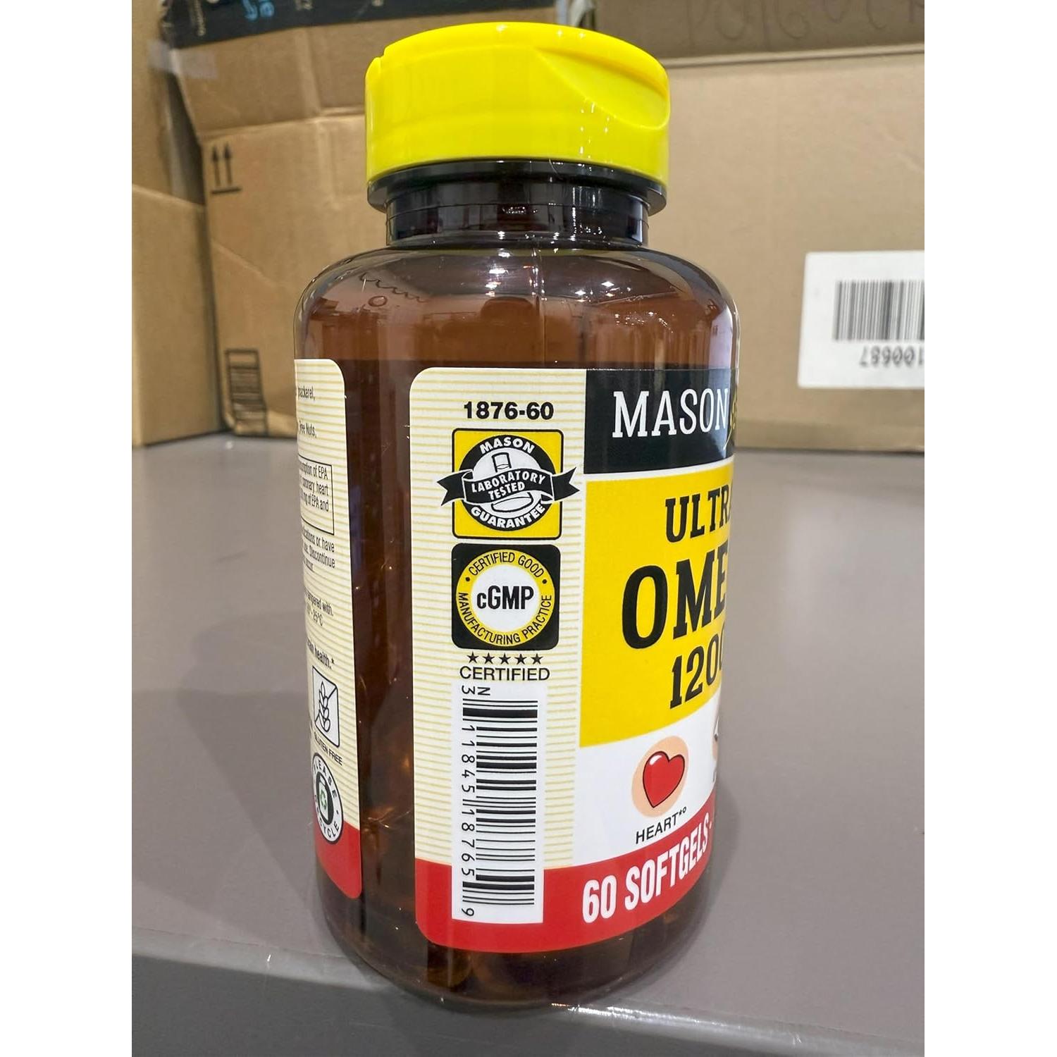 Suplemento Omega 3 Mason Natural 1200 mg 60 Gelatinas Blandas