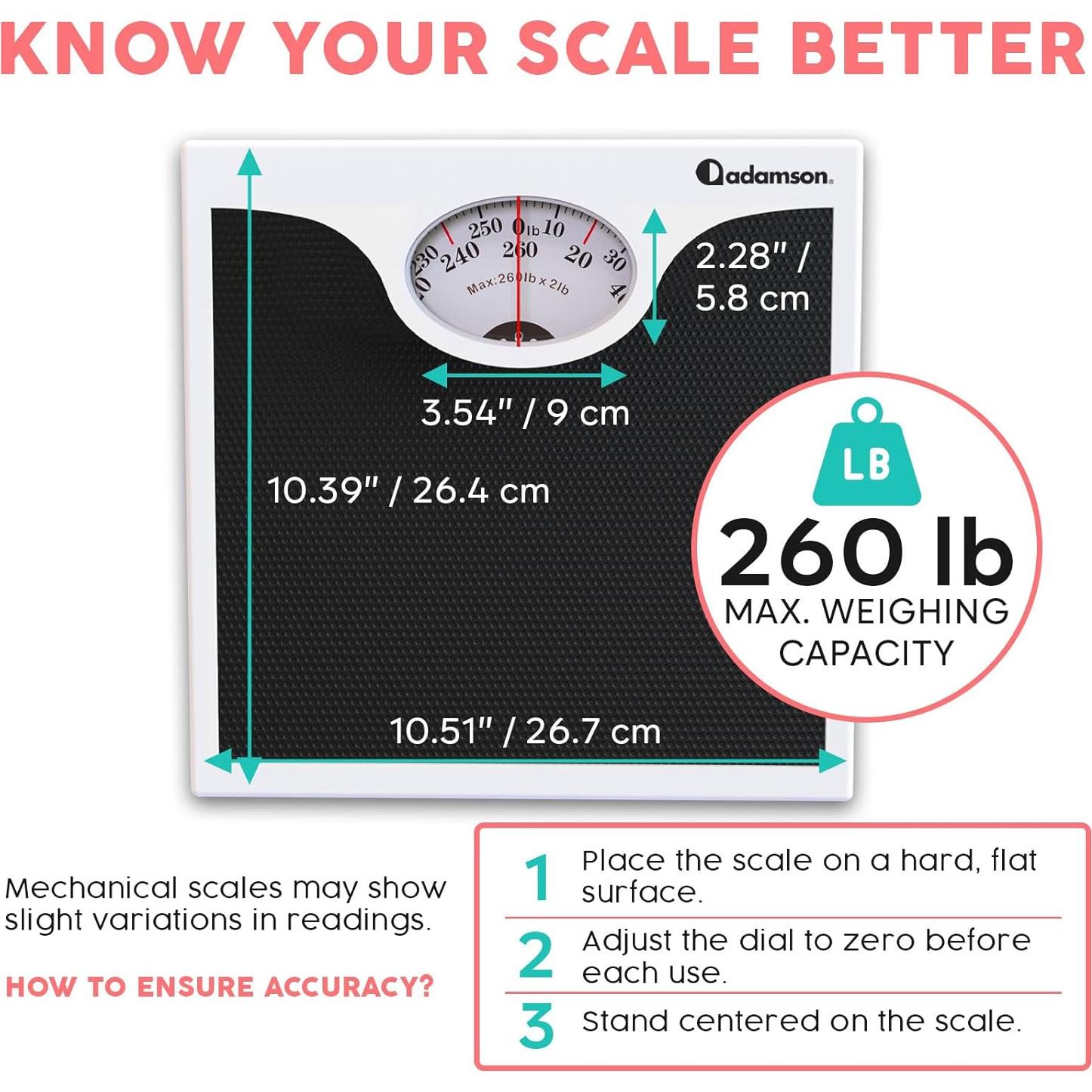 Báscula de baño Adamson A22 analógica - Soporta 118 kg