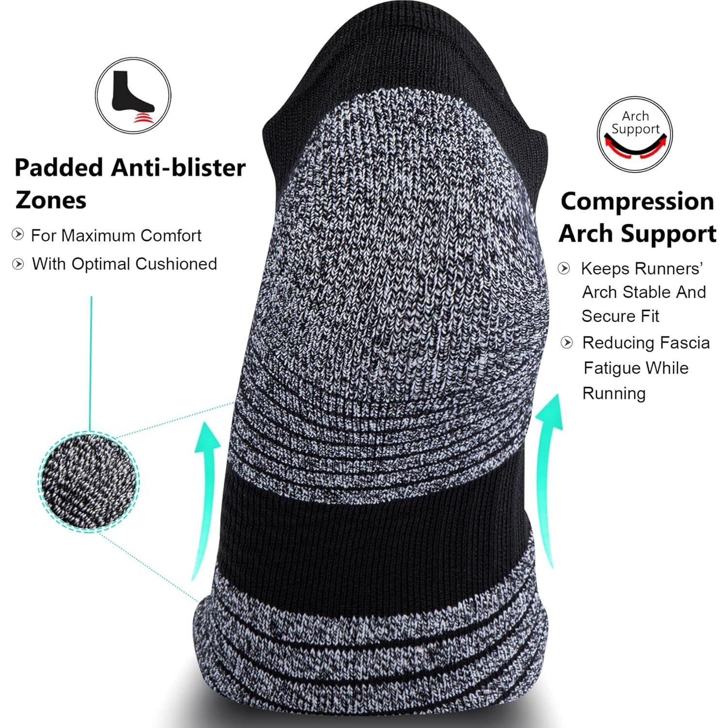 Calcetines de Compresión No Show SITOISBE 4 Pares Negro