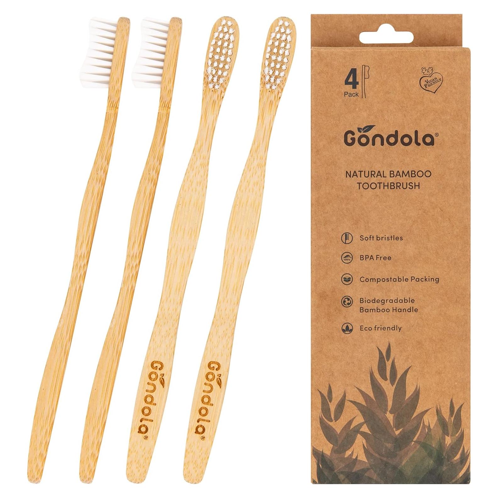 Cepillos de Dientes de Bambú Gondola - Adultos 4 Unidades