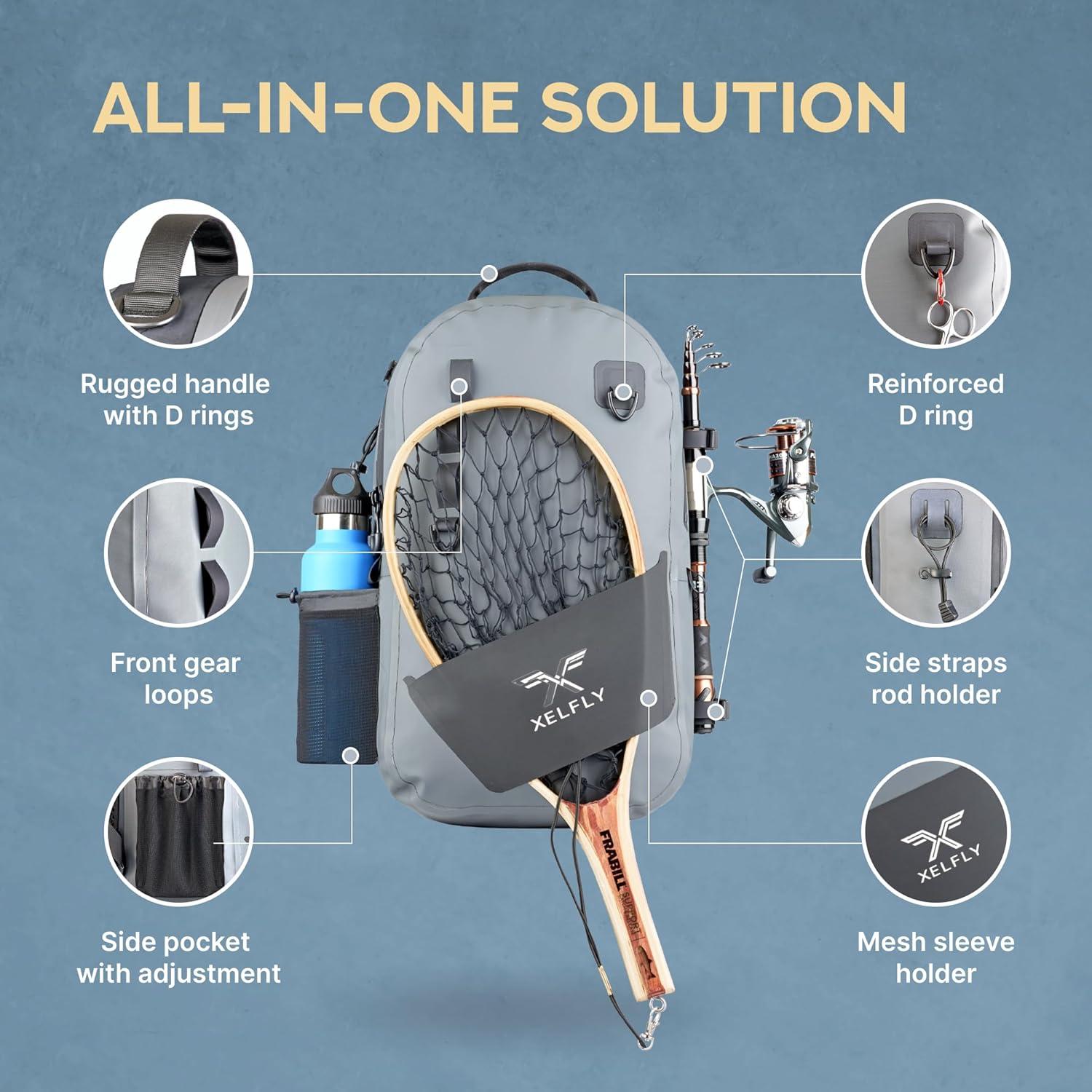 Mochila de Pesca Xelfly Xf-fish-bag 25L Impermeable Gris