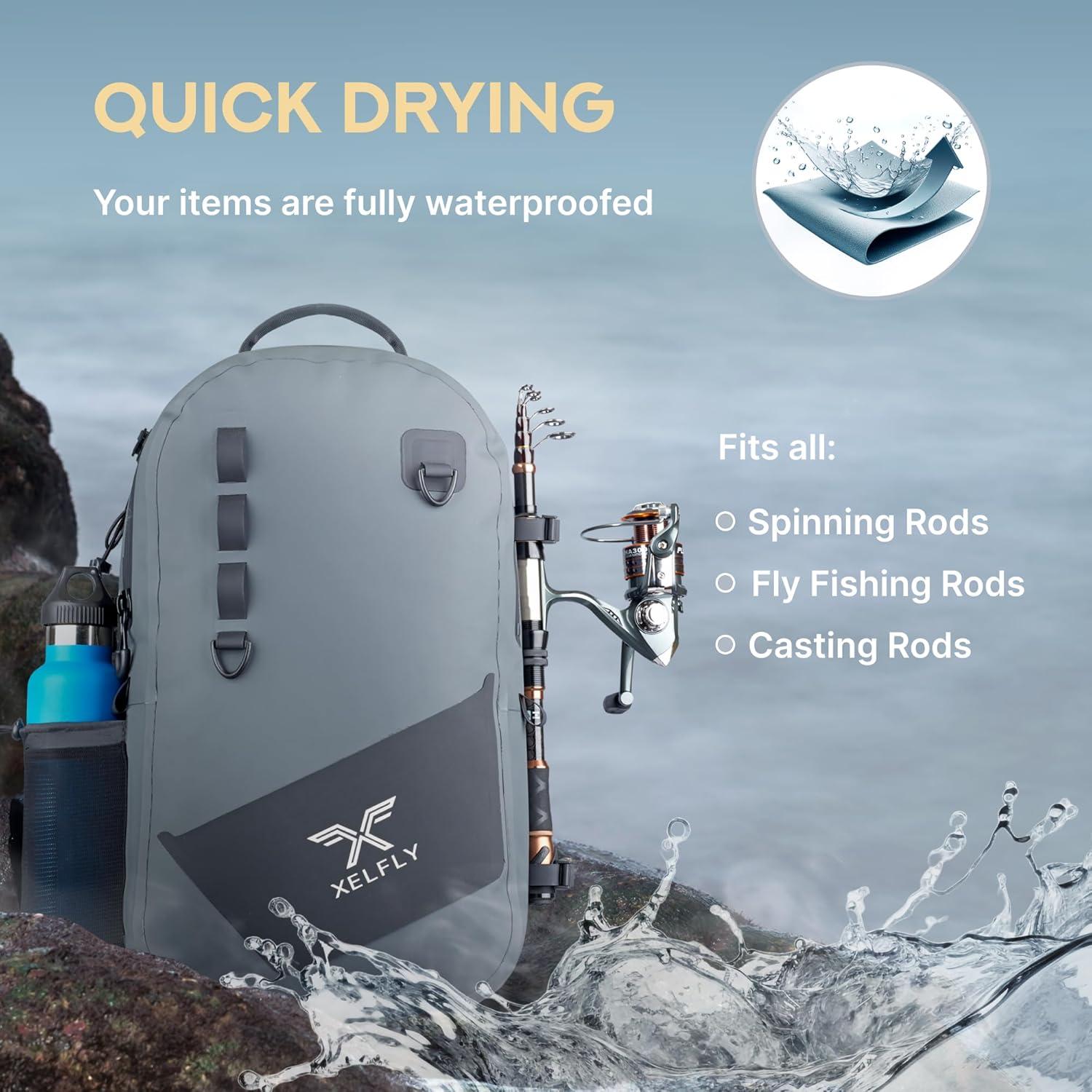 Mochila de Pesca Xelfly Xf-fish-bag 25L Impermeable Gris