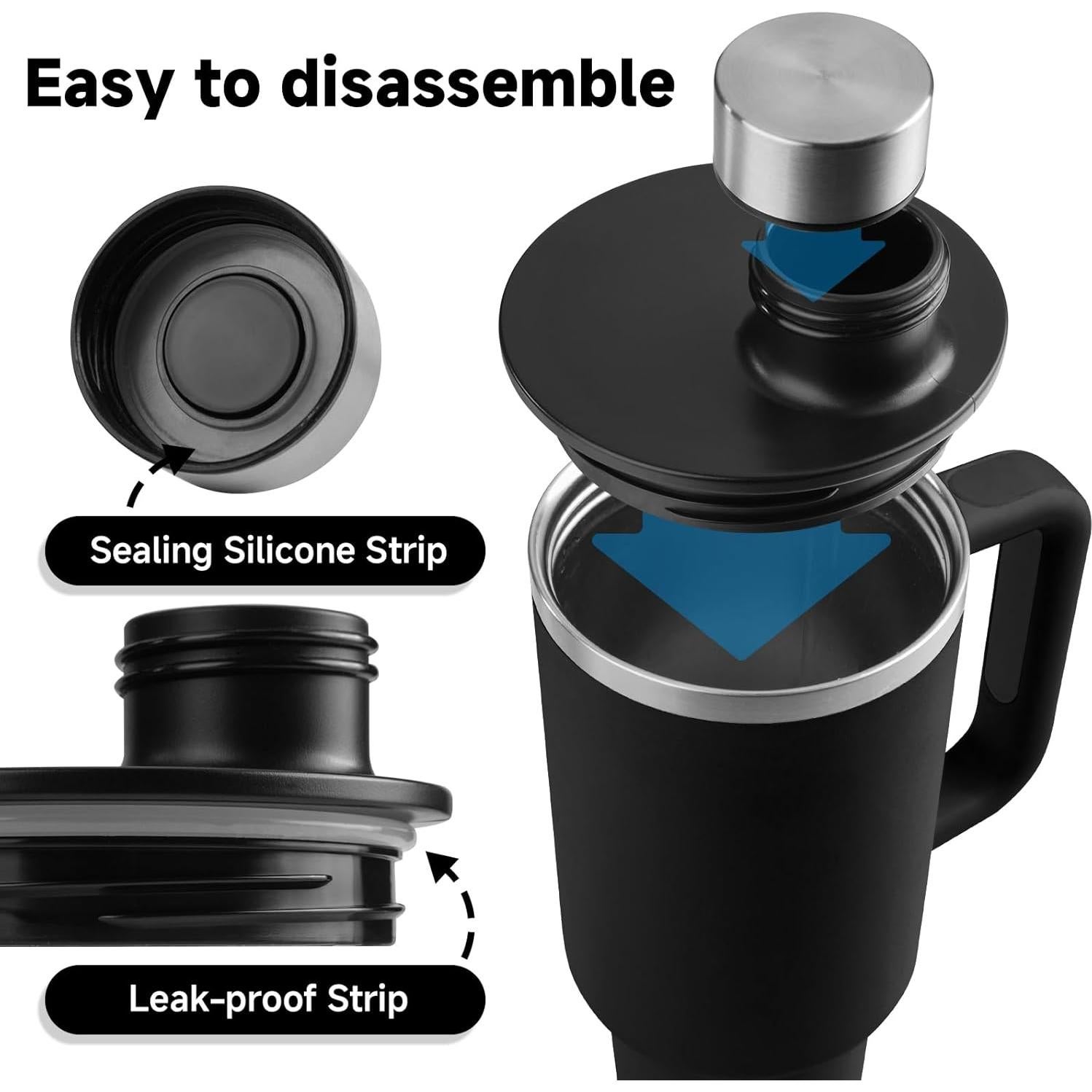 Tapa a Prueba de Fugas Xxerciz para Vaso Stanley 40 oz Negra