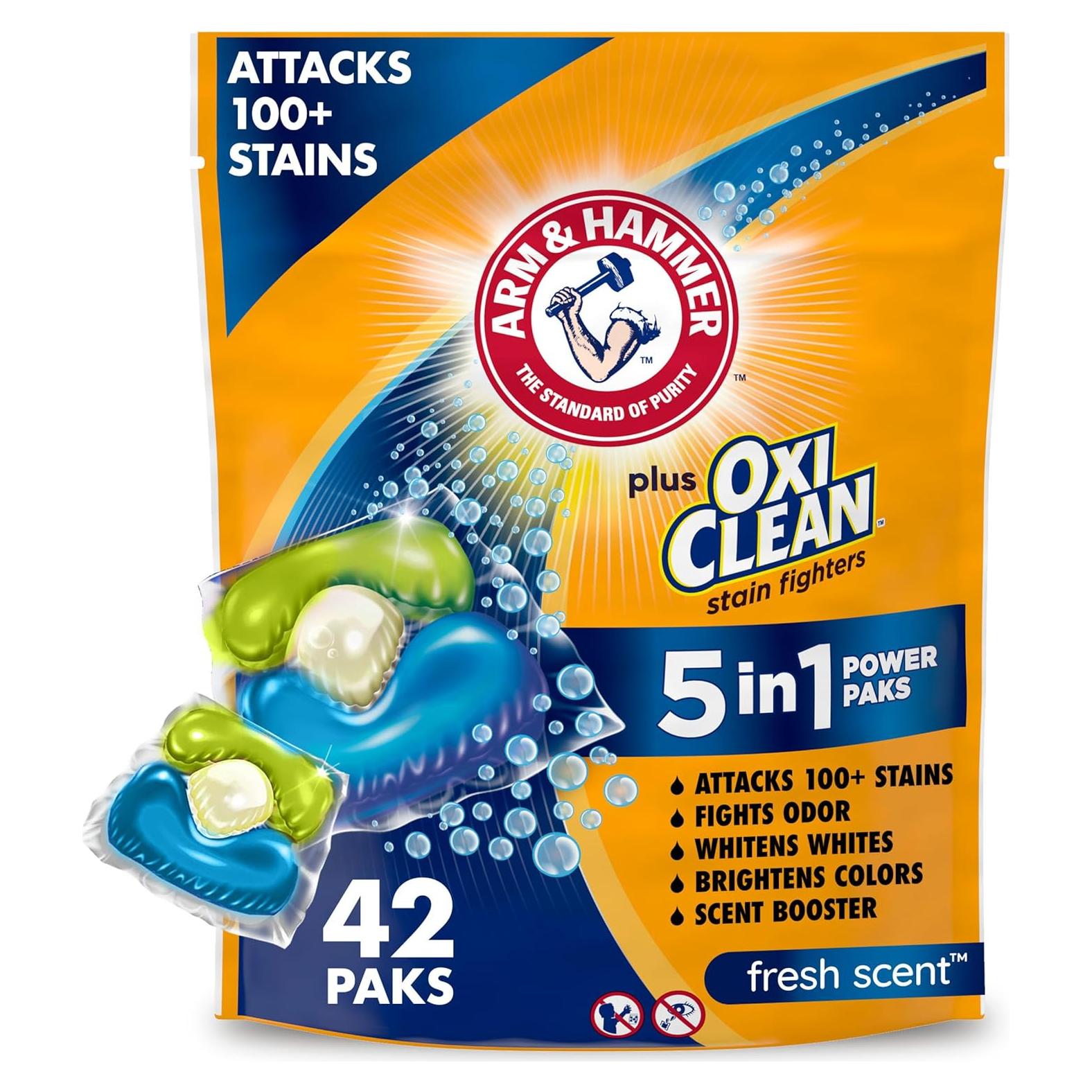 Detergente para Ropa ARM & HAMMER Plus OxiClean 5-en-1 42 Paquetes