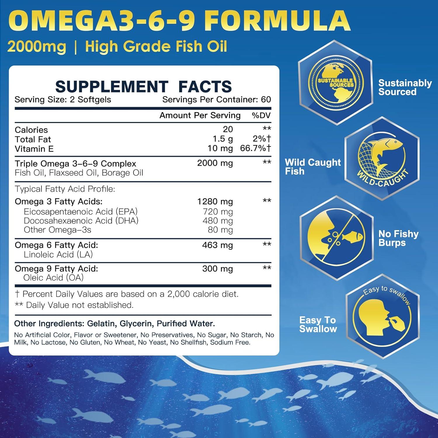 Suplemento Omega 3-6-9 DRFOSTER 2000mg 120 Cápsulas Blandas