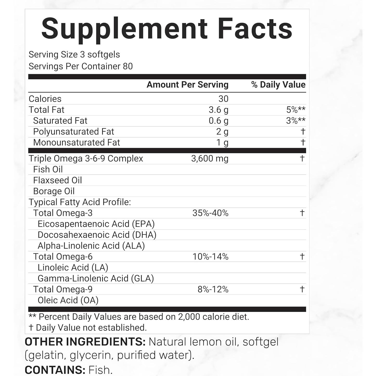 Suplemento Omega 3-6-9 Deal Supplement 3600mg 240 Gelatinas