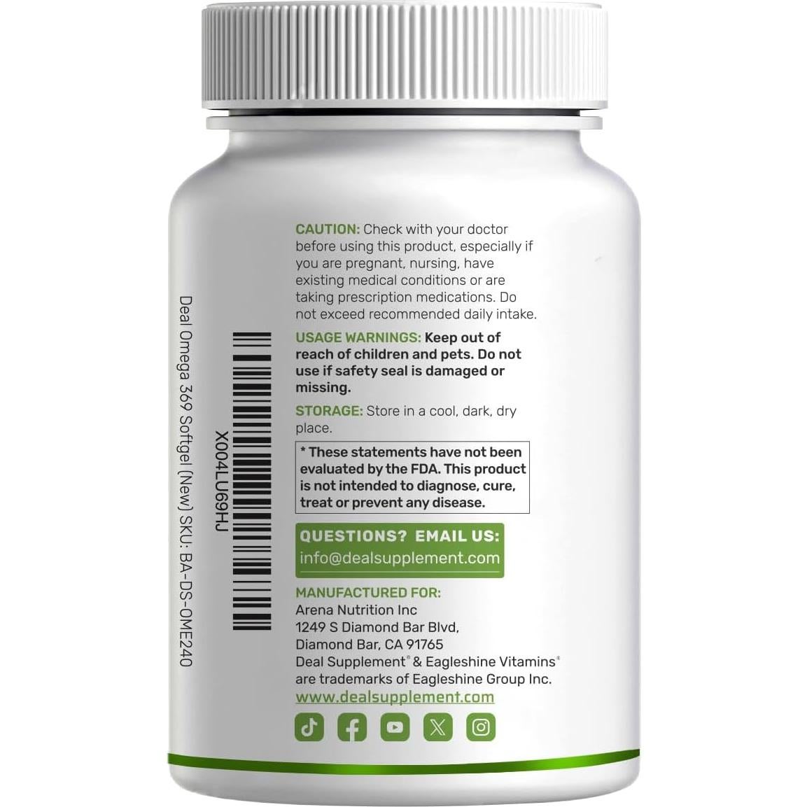 Suplemento Omega 3-6-9 Deal Supplement 3600mg 240 Gelatinas