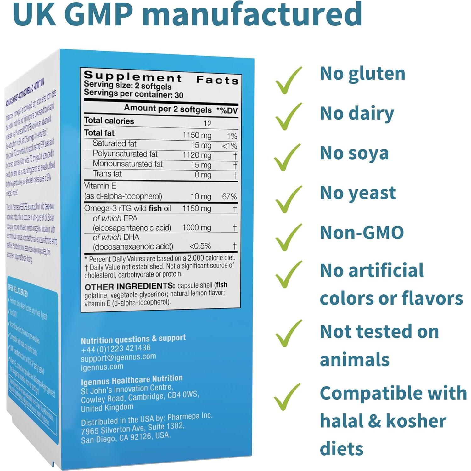 Suplemento Omega 3 EPA 1000mg Igennus 60 gelatinas blandas