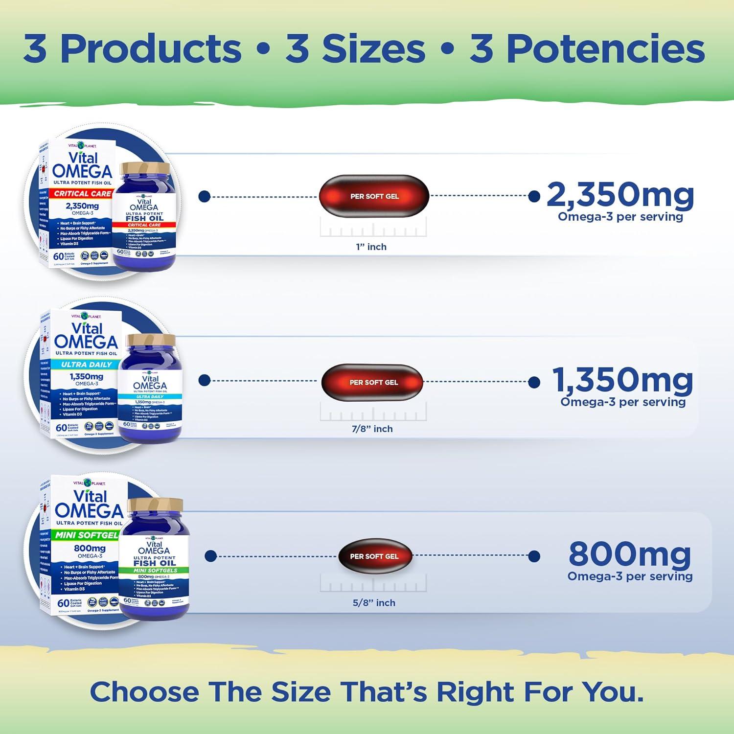 Suplemento Omega 3 Vital Planet 800mg Mini Softgels 60 Unidades