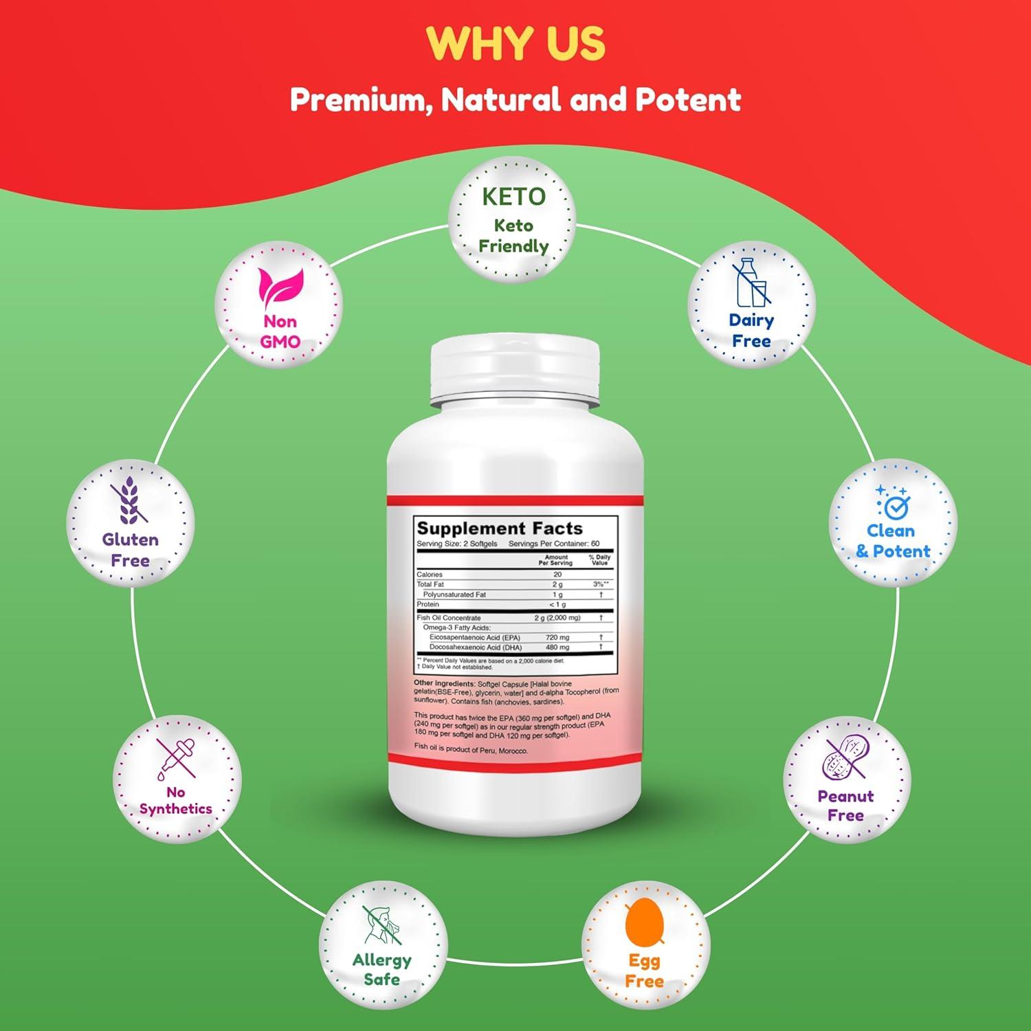 Suplemento de Aceite de Pescado Halal SHIFAA 120 Softgels Omega 3