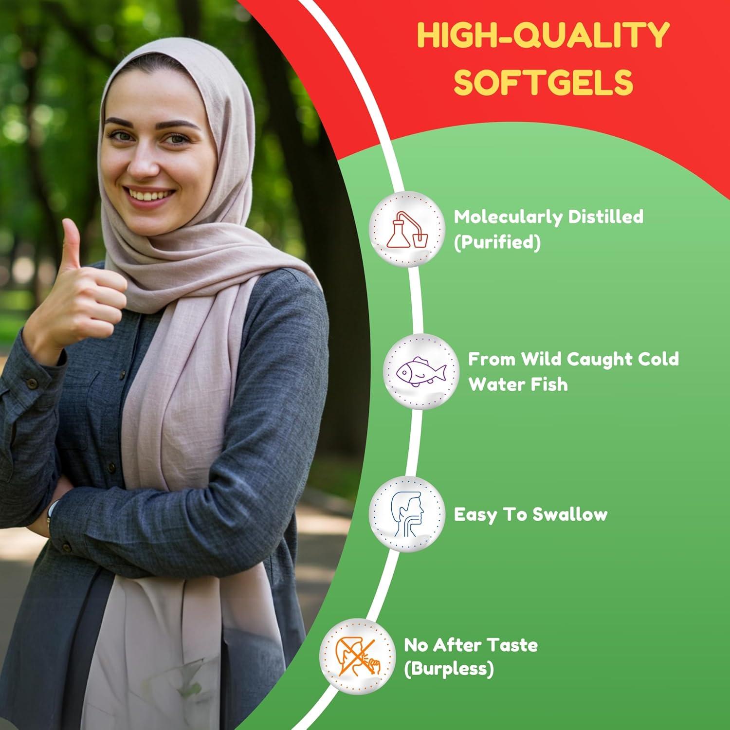 Suplemento de Aceite de Pescado Halal SHIFAA 120 Softgels Omega 3