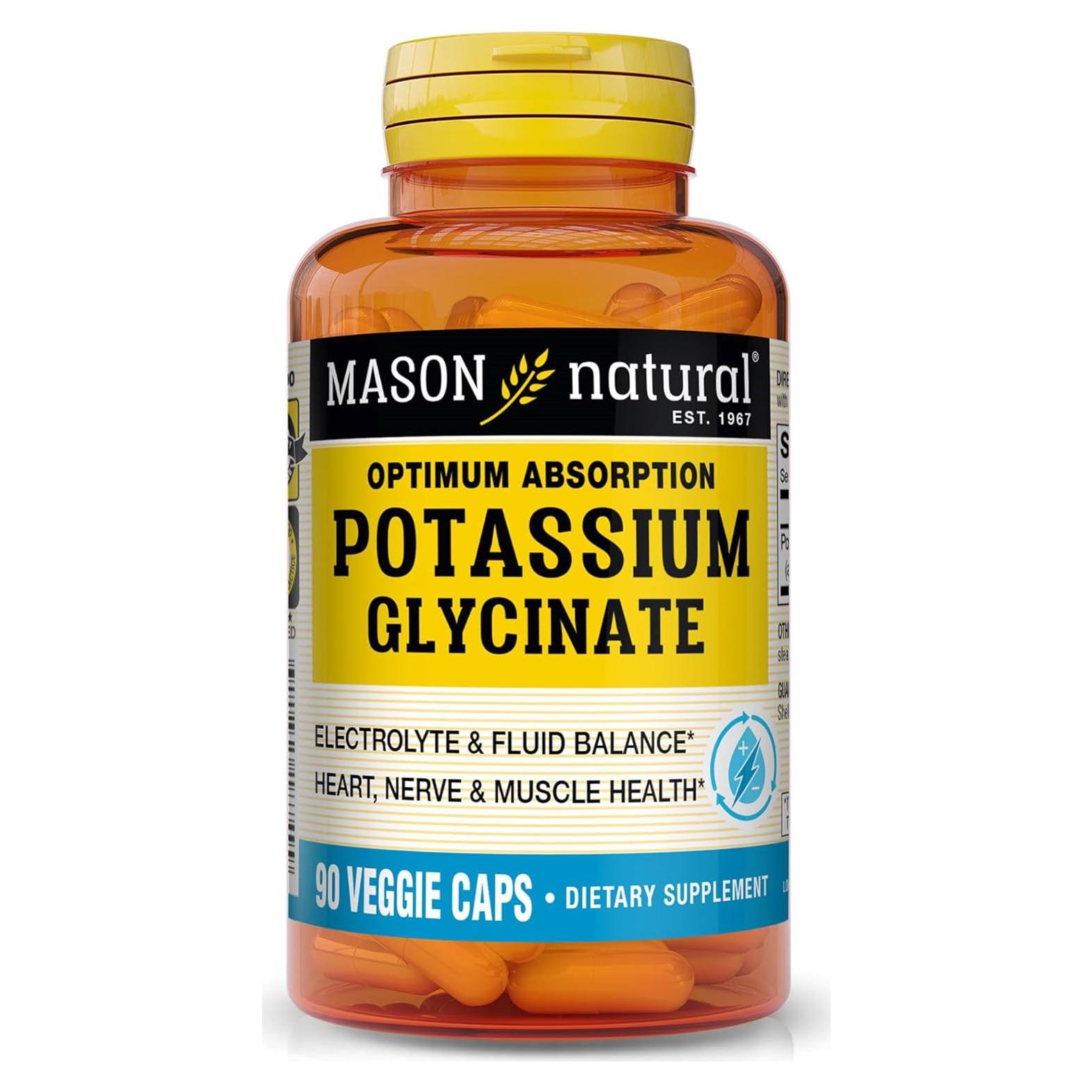Suplemento Glicinato de Potasio Mason Natural 99 mg 90 Cápsulas