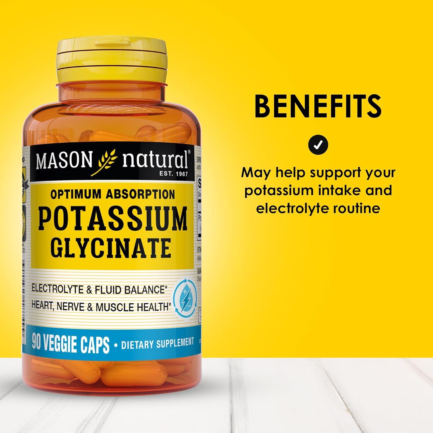 Suplemento Glicinato de Potasio Mason Natural 99 mg 90 Cápsulas