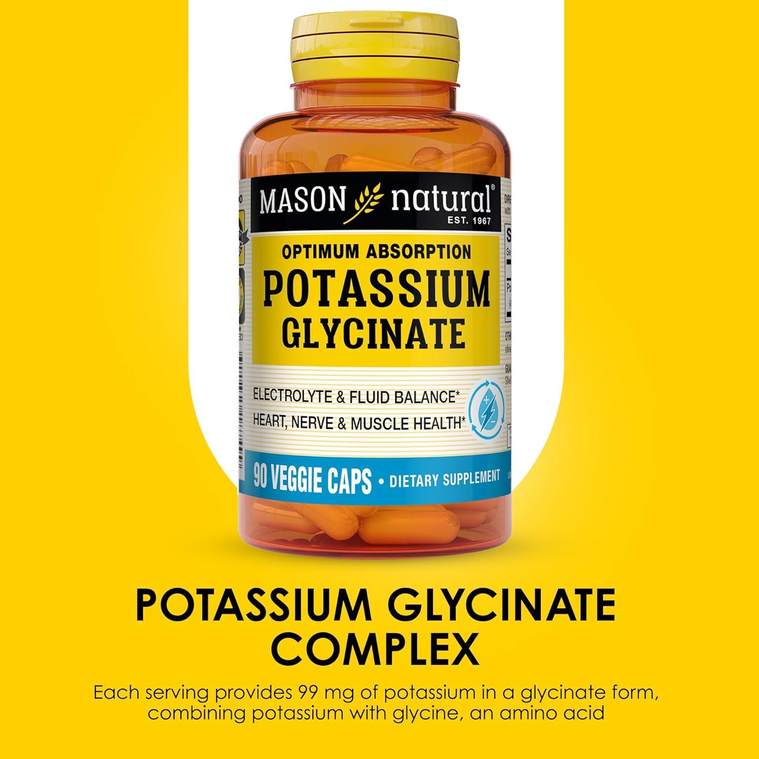 Suplemento Glicinato de Potasio Mason Natural 99 mg 90 Cápsulas