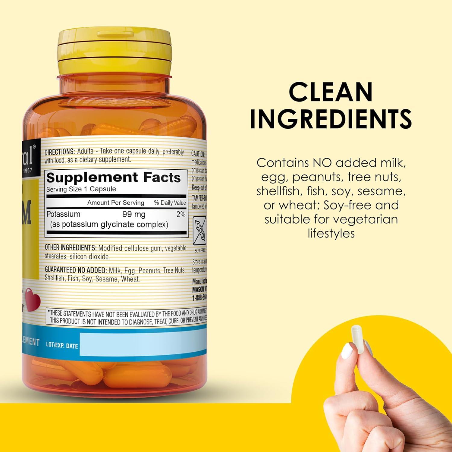 Suplemento Glicinato de Potasio Mason Natural 99 mg 90 Cápsulas