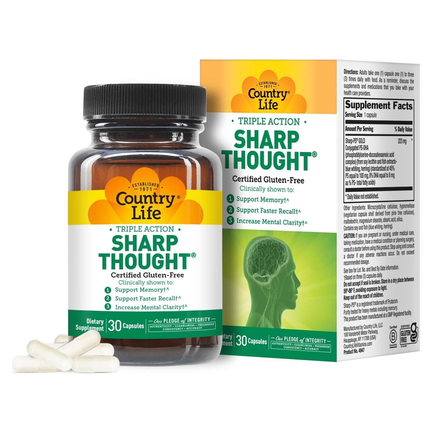 Suplemento Memoria Country Life Sharp Thought 30 Cápsulas