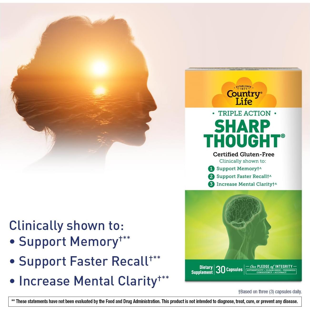 Suplemento Memoria Country Life Sharp Thought 30 Cápsulas